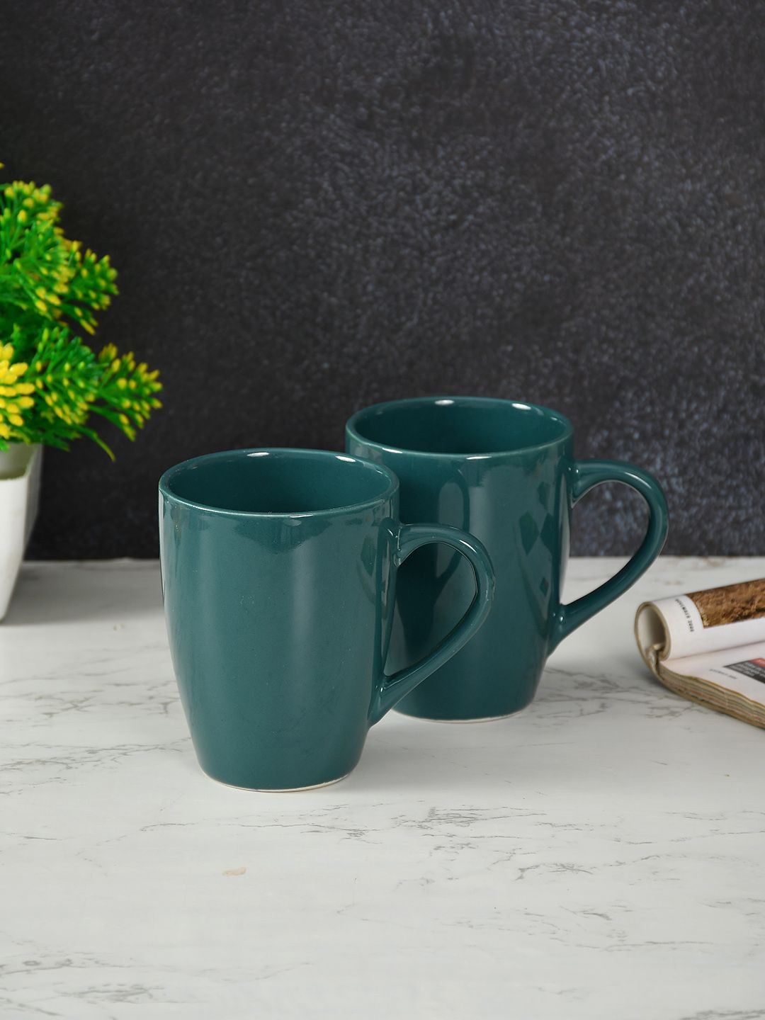 

CLIO'S HERITAGE STORE Teal 2 Pieces Ceramic Matte Mugs 300 ml