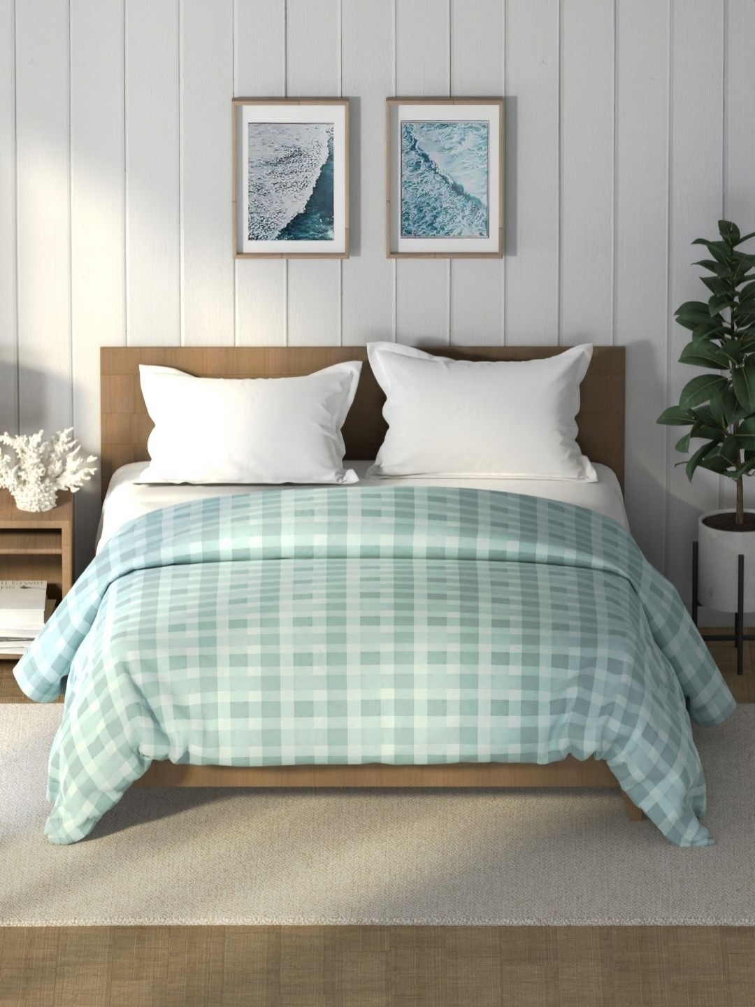 

Nautica Raymarine Blue Checked 100% Cotton AC Room 120 GSM Double Bed Comforter