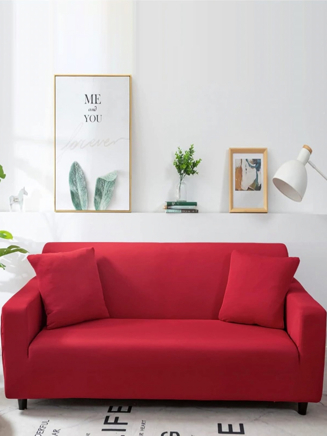 

Lukzer Red Printed Polyester 5 Piece Sofa Cover With Arms