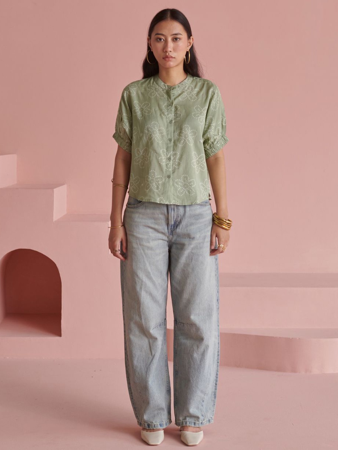 

Prakriti Jaipur Women Floral Opaque Casual Shirt, Teal