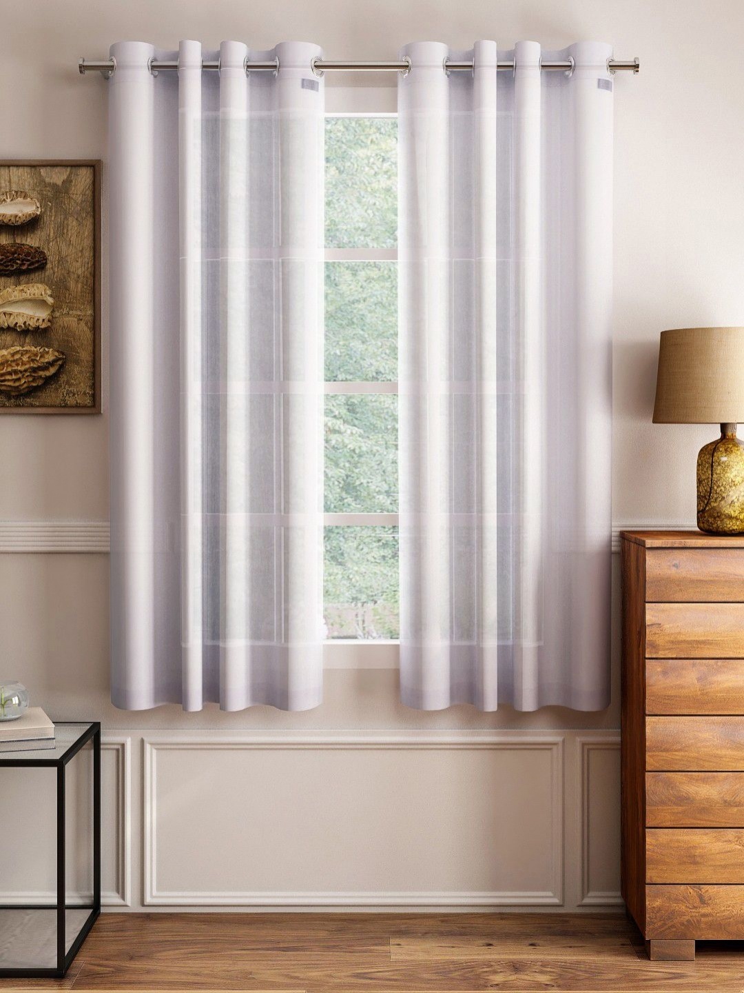 

Lushomes Grey Sheer Window Curtain