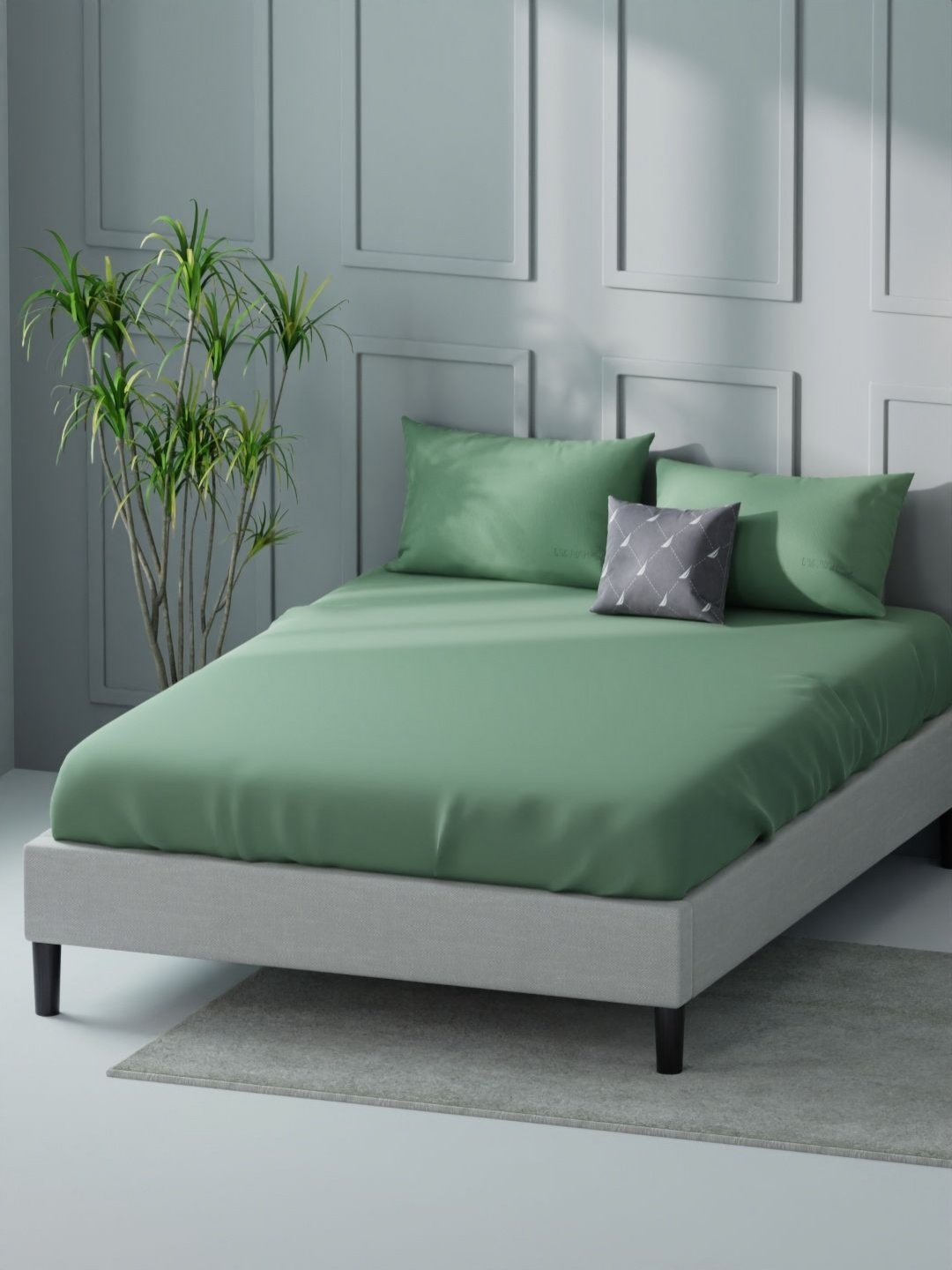 

NauticaGreen 400 TC Pure Cotton King Bedsheet Set-2.74 m X 2.74 m, Green
