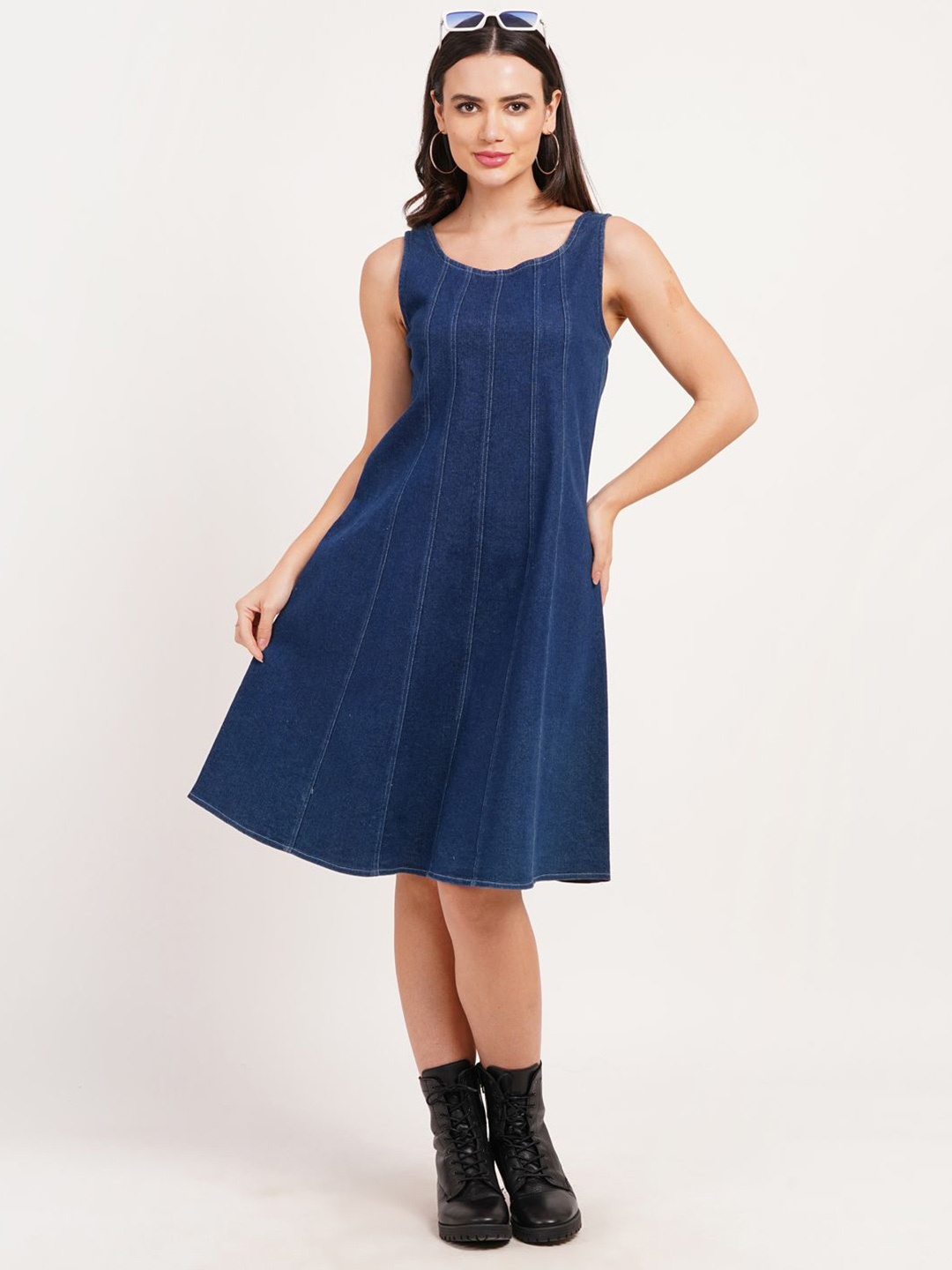 

SUMAVI-FASHION Women Fit & Flare Dress, Blue