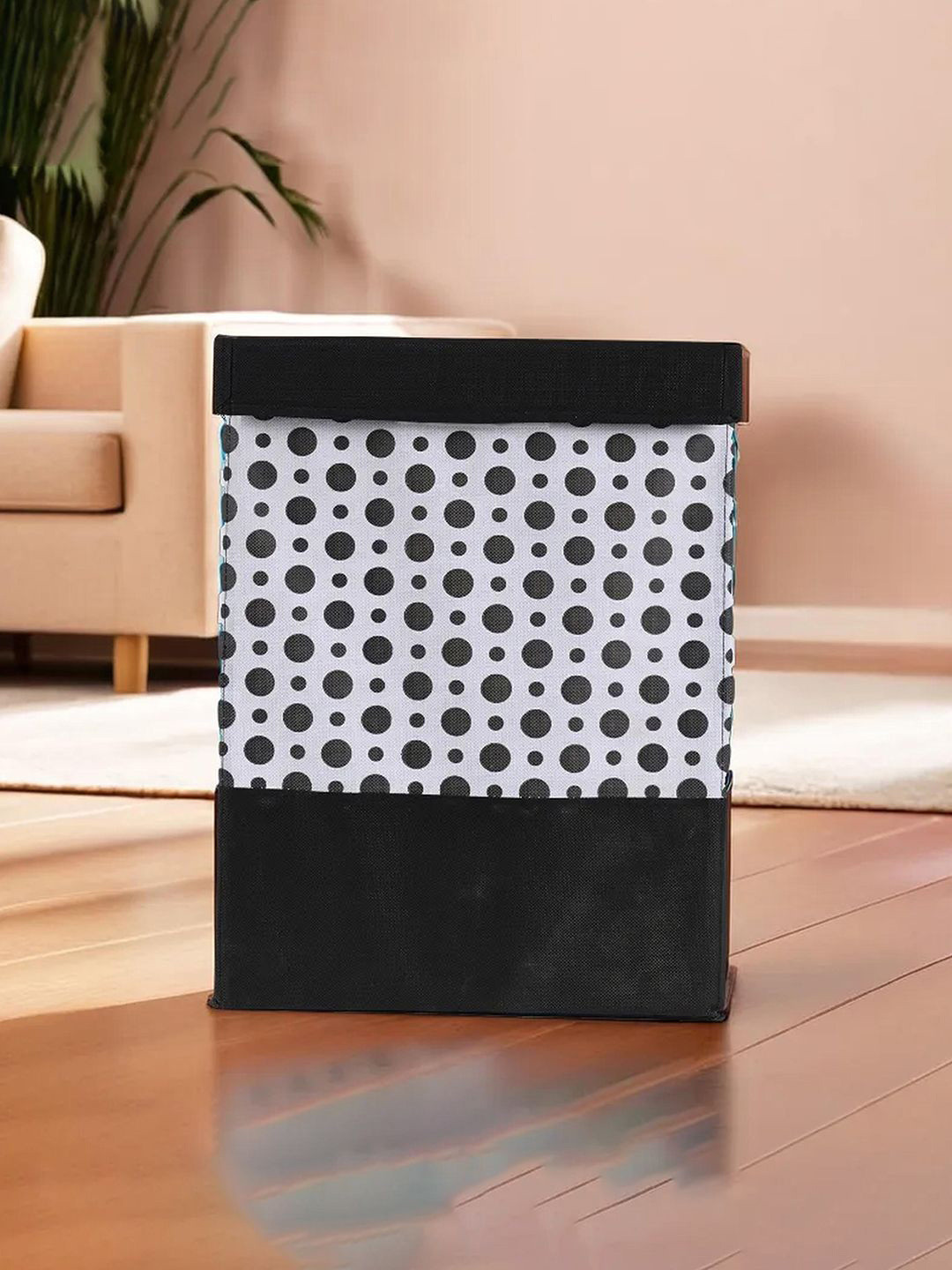 

Kuber Industries Black 4 Pieces Polka Dot Printed Reusable Multi-Utility Organisers