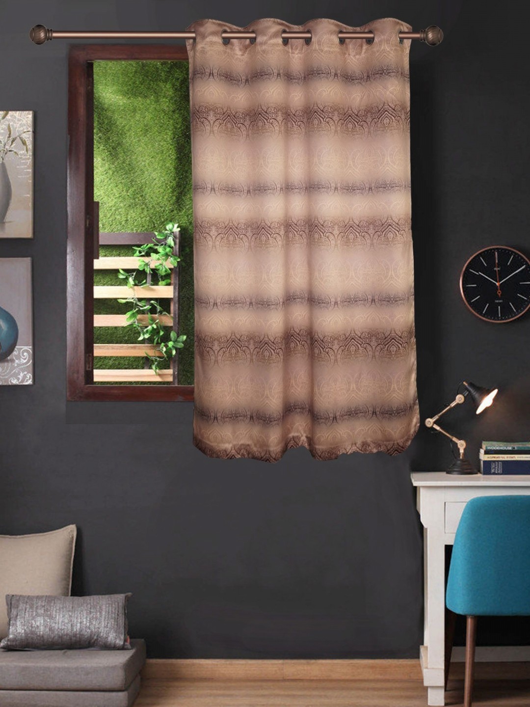 

Lushomes Brown & Beige Ethnic Motifs Black Out Window Curtain
