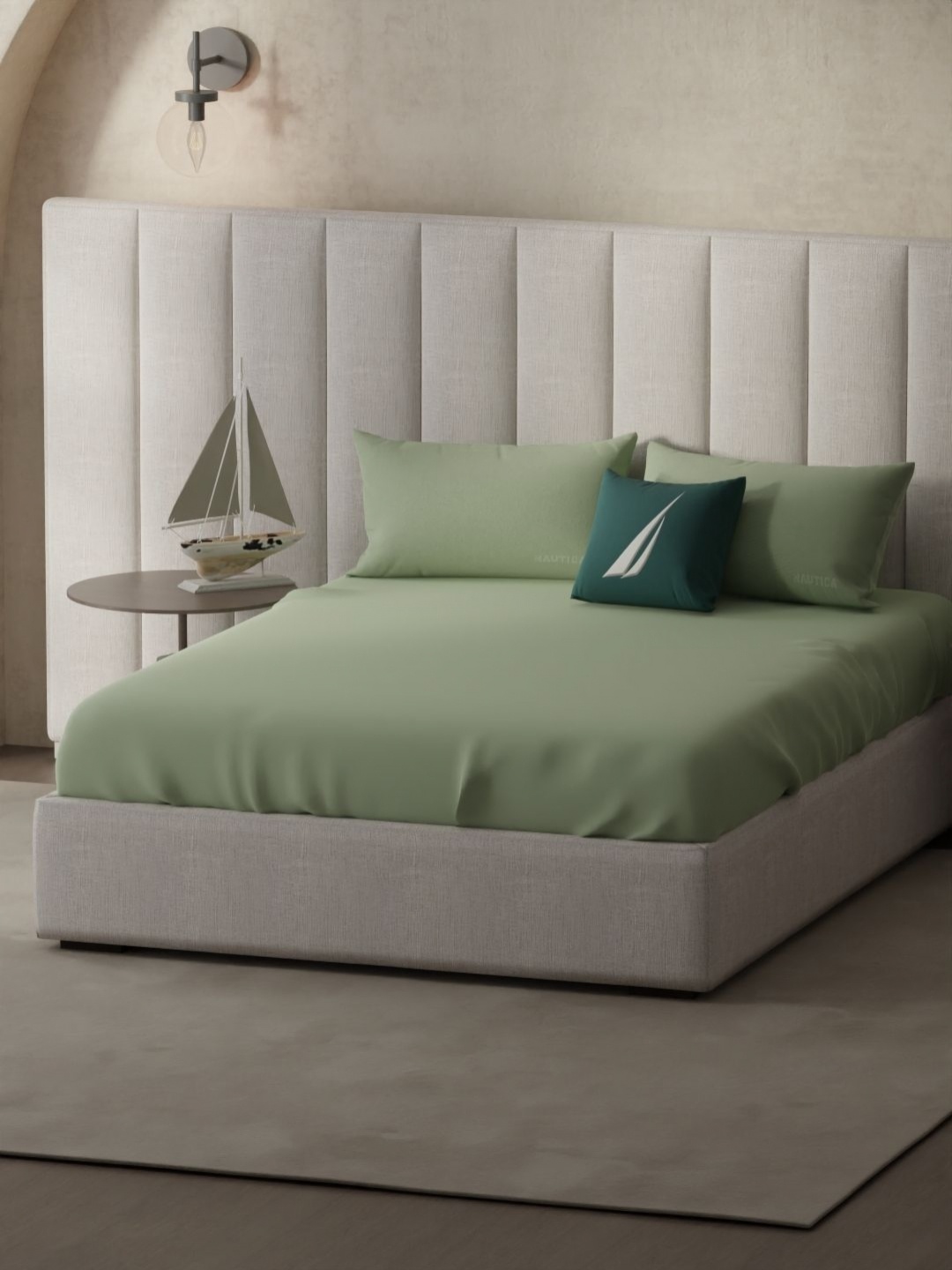 

Nautica echo-300 Olive Green 300 TC King Bedsheet with 2 Pillow Covers 2.74 m X 2.74 m