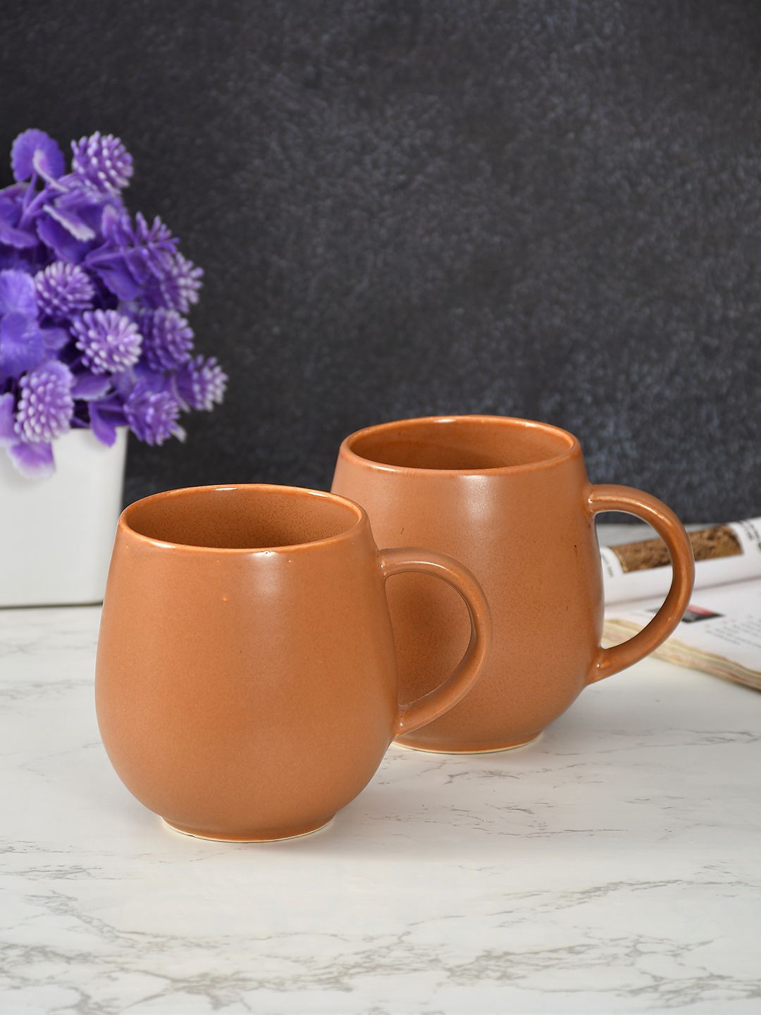 

CLIO'S HERITAGE STORE Orange 2 Pieces Ceramic Matte Mugs 300 ml