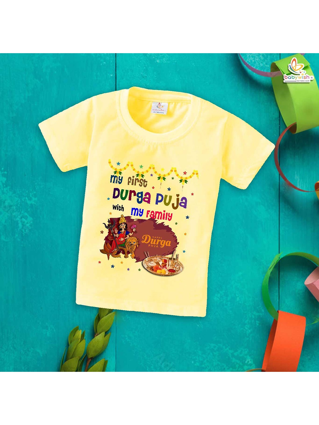 

Babywish Unisex Kids Typography Printed Round Neck Cotton T-shirt, Yellow
