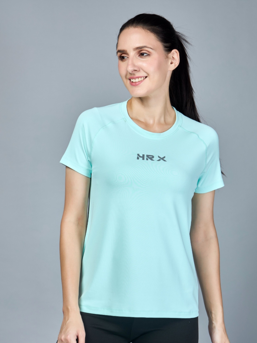 

HRX by Hrithik Roshan Women Solid Round Neck T-shirt, Turquoise blue