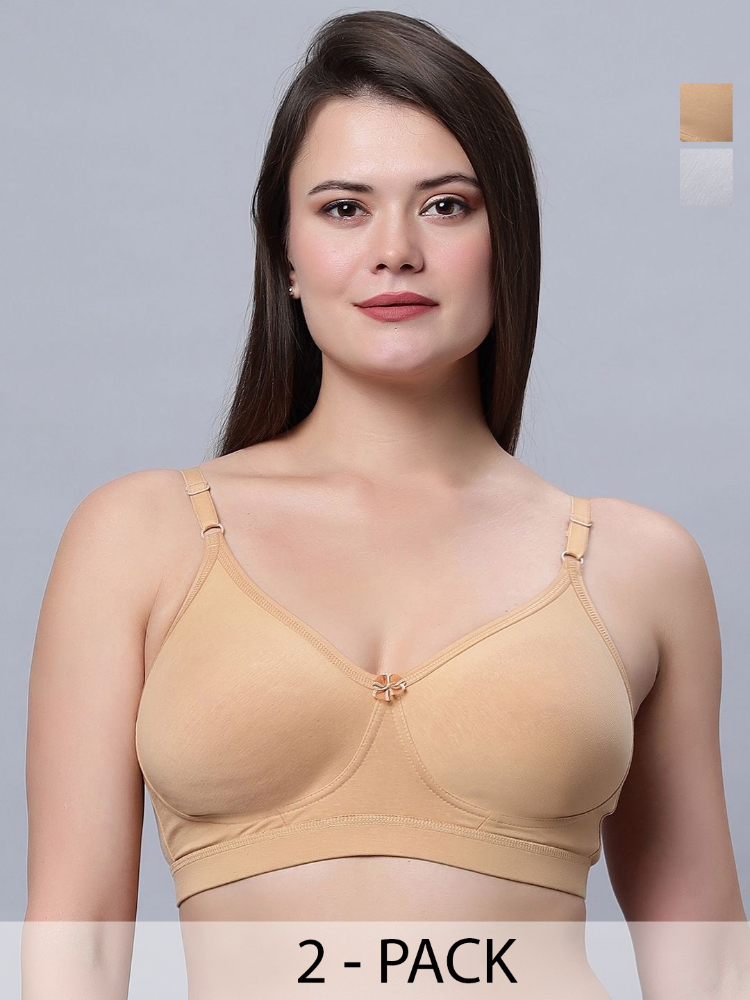 

In Care Women Pack of 2 Solid Full Coverage T-shirt Bra, Beige