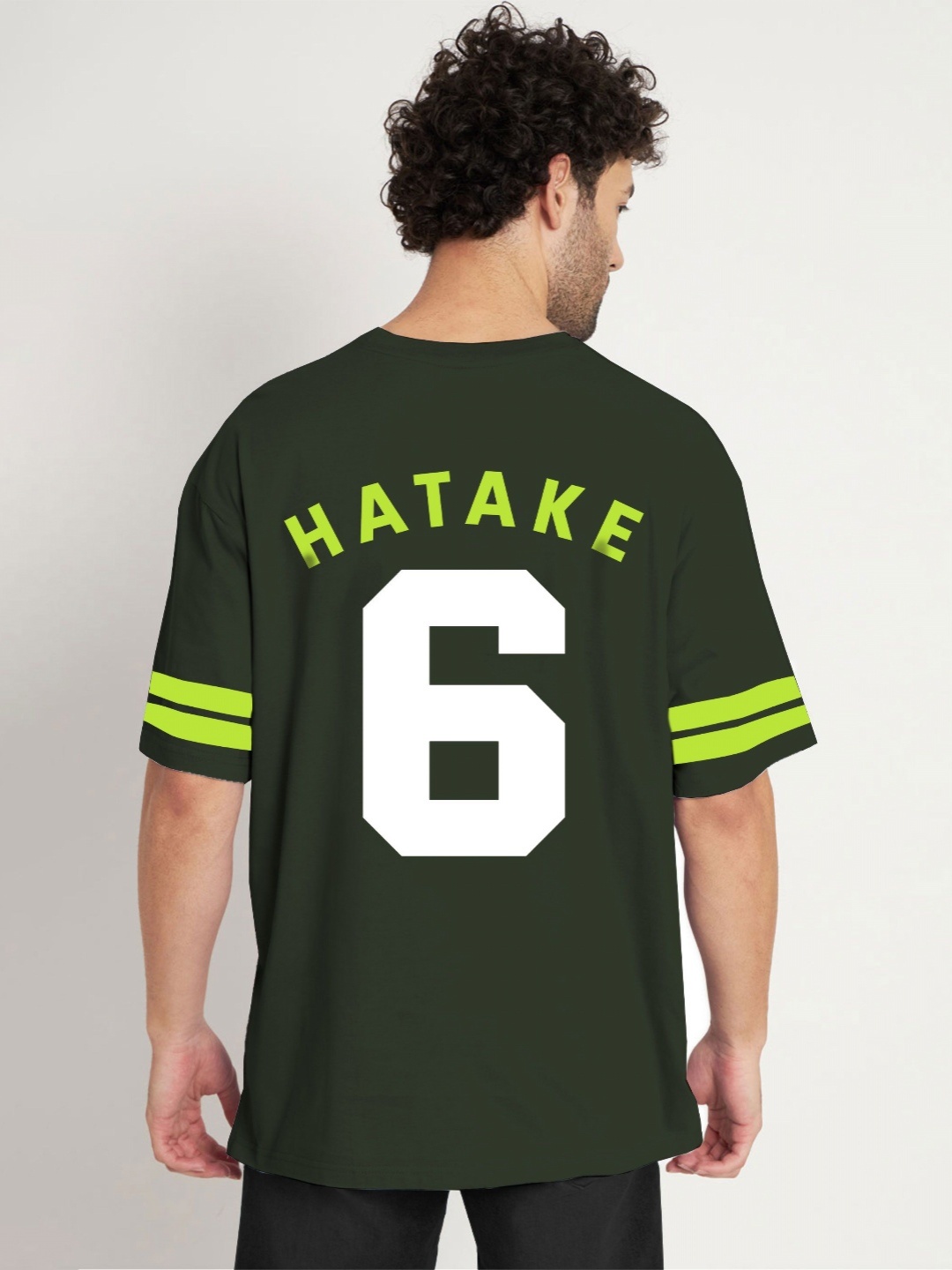 

COMICSENSE Naruto Anime Hatake Kakashi Printed Cotton Drop Shoulder Oversize T shirt, Olive