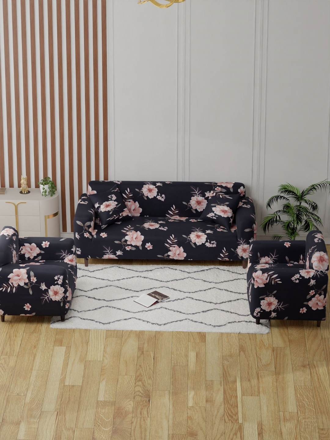 

Lukzer Floral Prints 5 Seater Sofa Cover, Blue