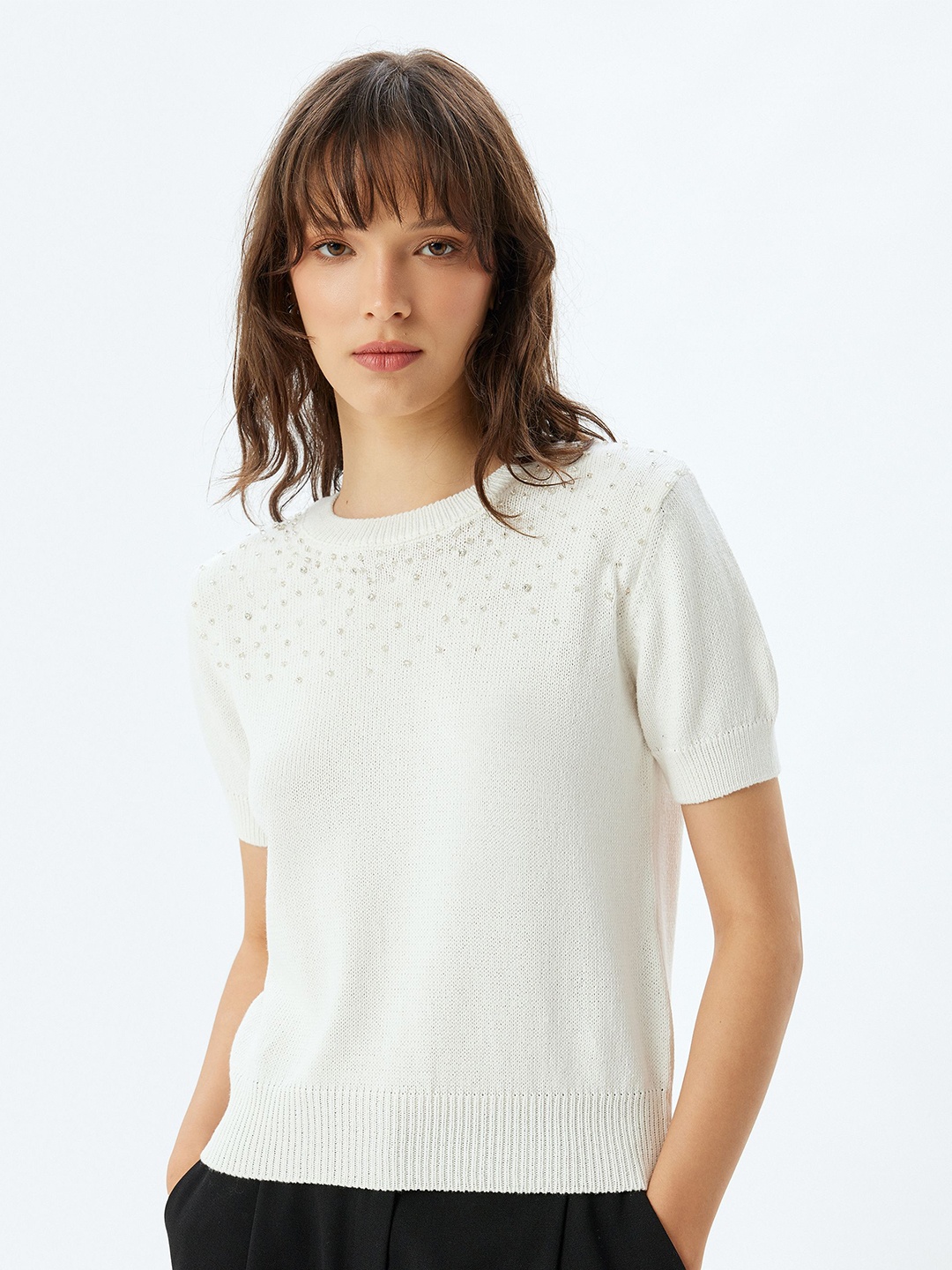 

Koton Women Embroidered Cardigan with Embroidered Detail, White