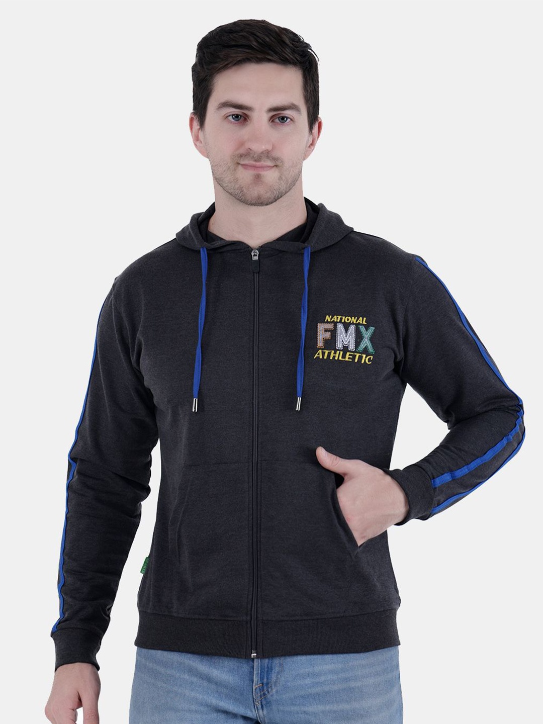 

FILMAX ORIGINALS Men Hooded Brand Logo Cotton Sweatshirt, Charcoal