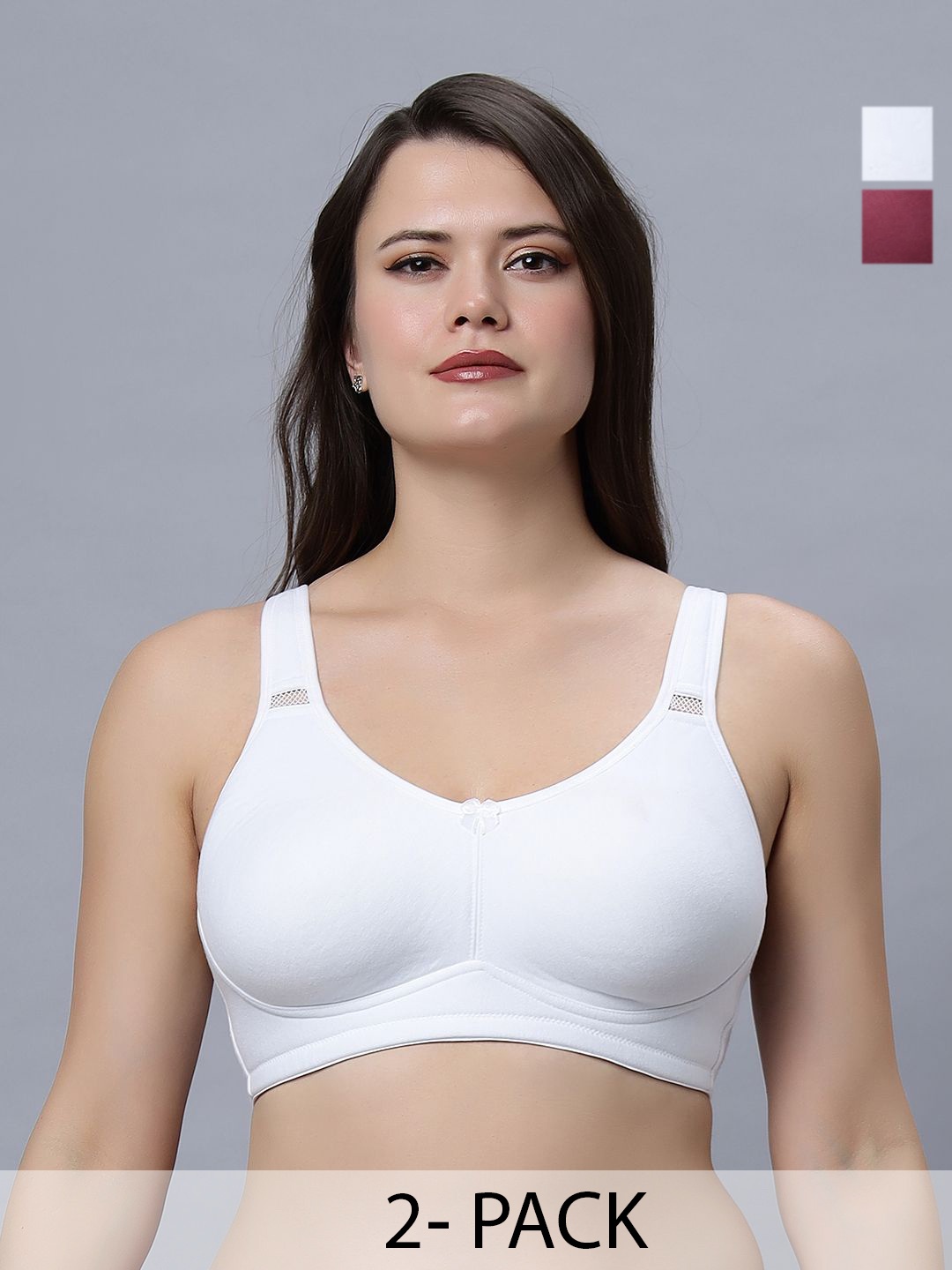 

In Care Pack Of 2 Non-Wired Full Coverage T-shirt Bra, Burgundy