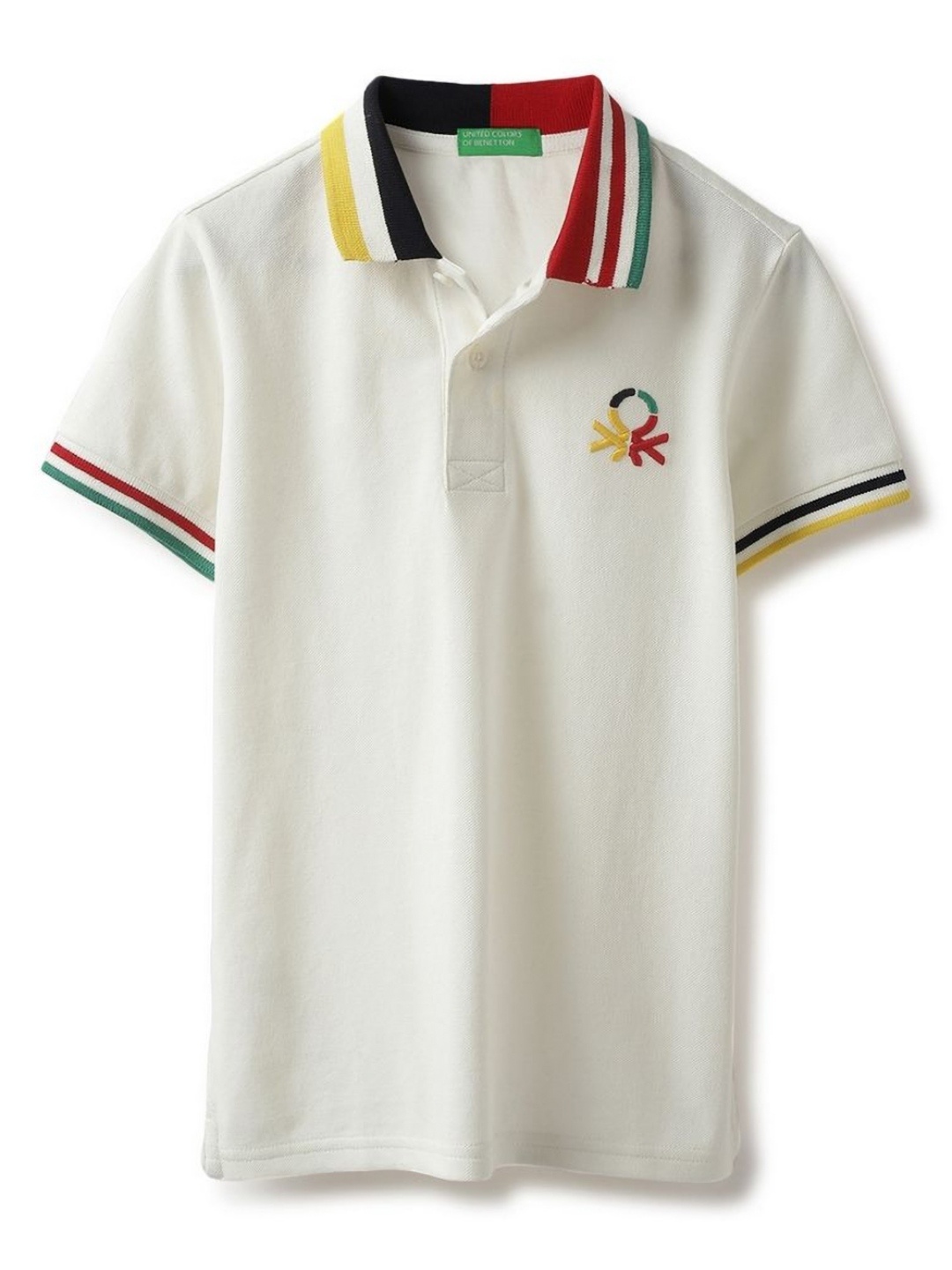 

United Colors of Benetton Boys Solid Polo Collar Pure Cotton T-shirt, White