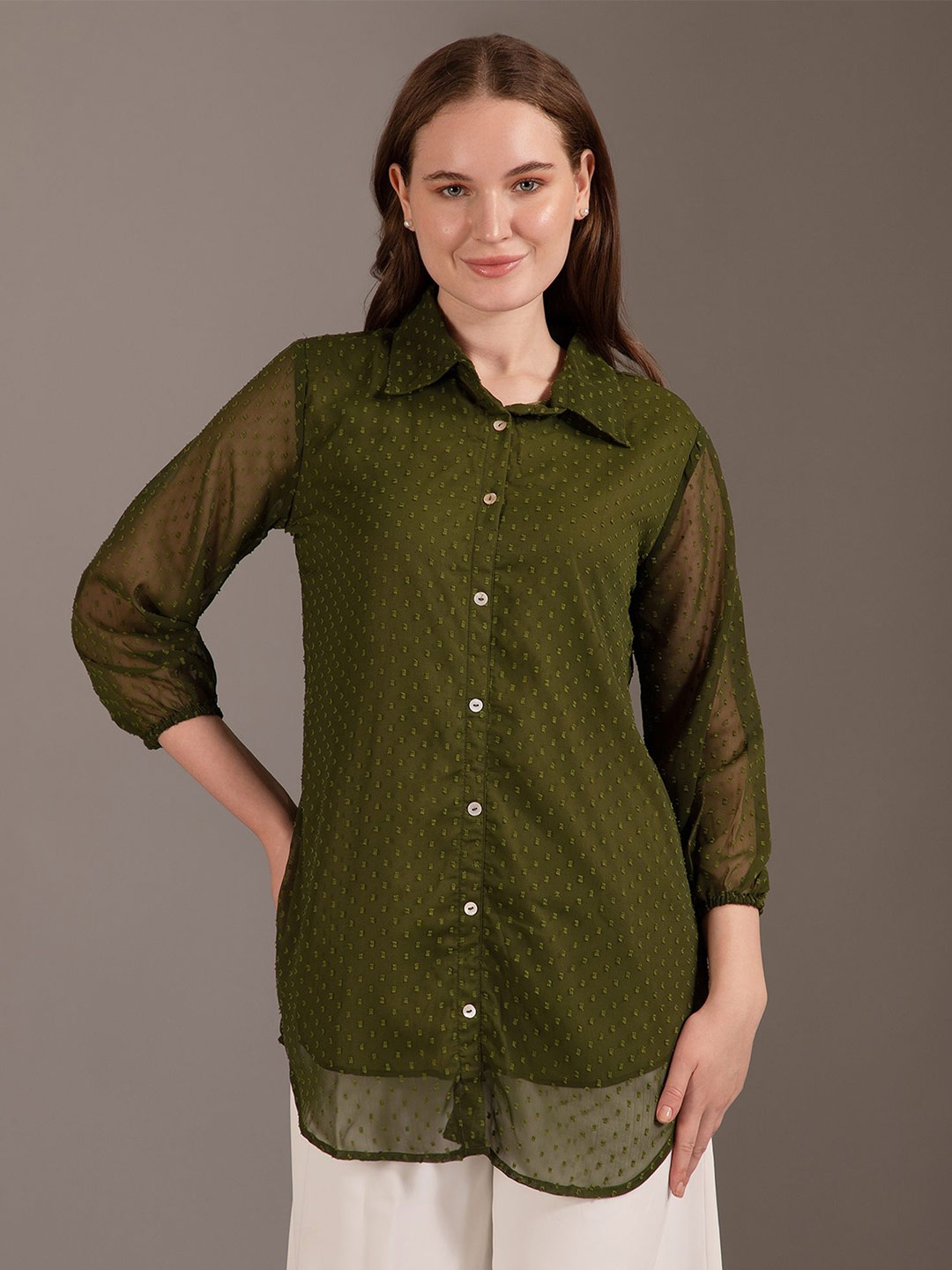 

Louis Bayrad Shirt Collar Tunic, Olive