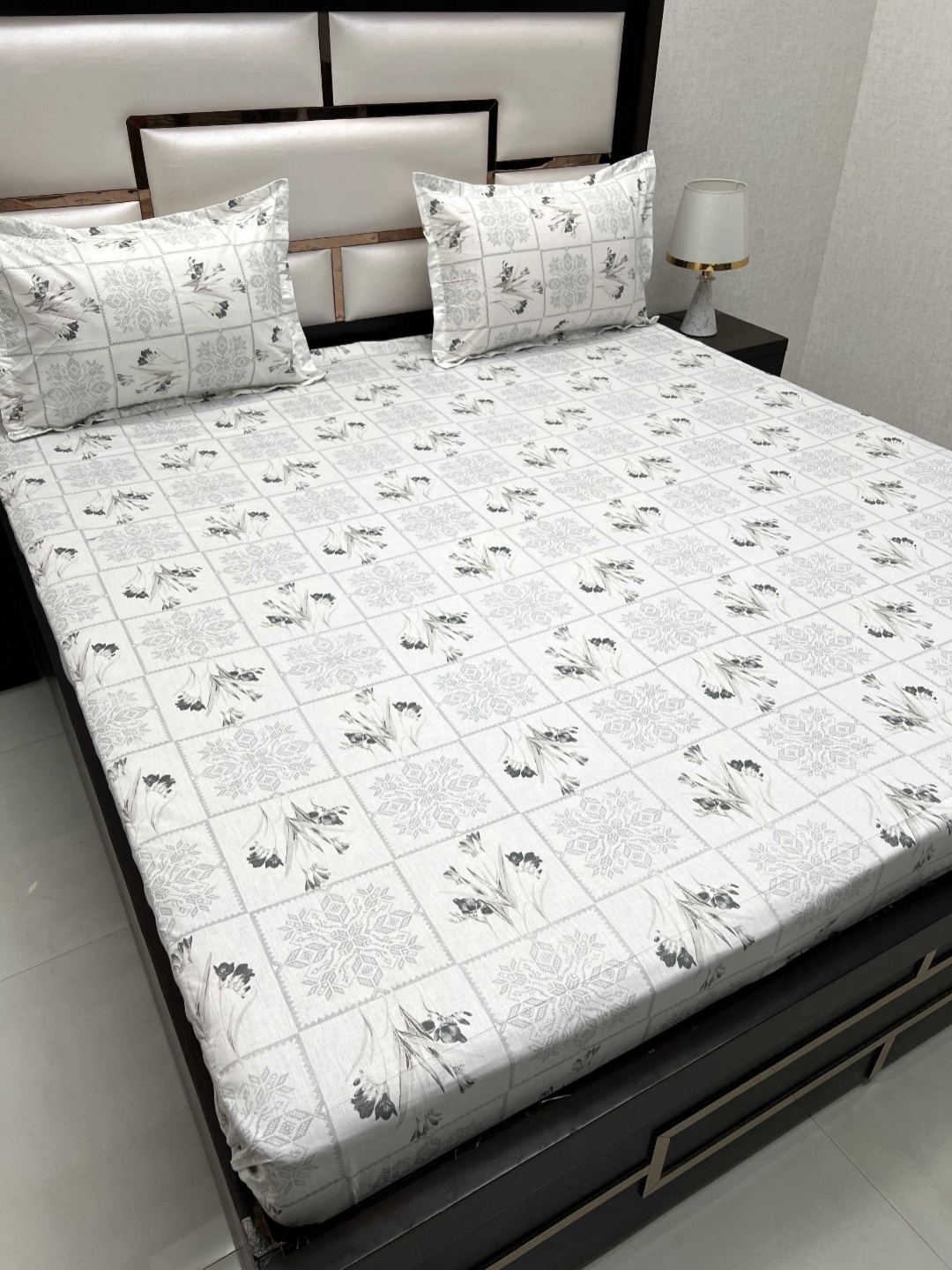 

Pure Decor Cotton King Size Double Bed Bedsheet With 2 Pillow Covers 108 in X 108 in, White