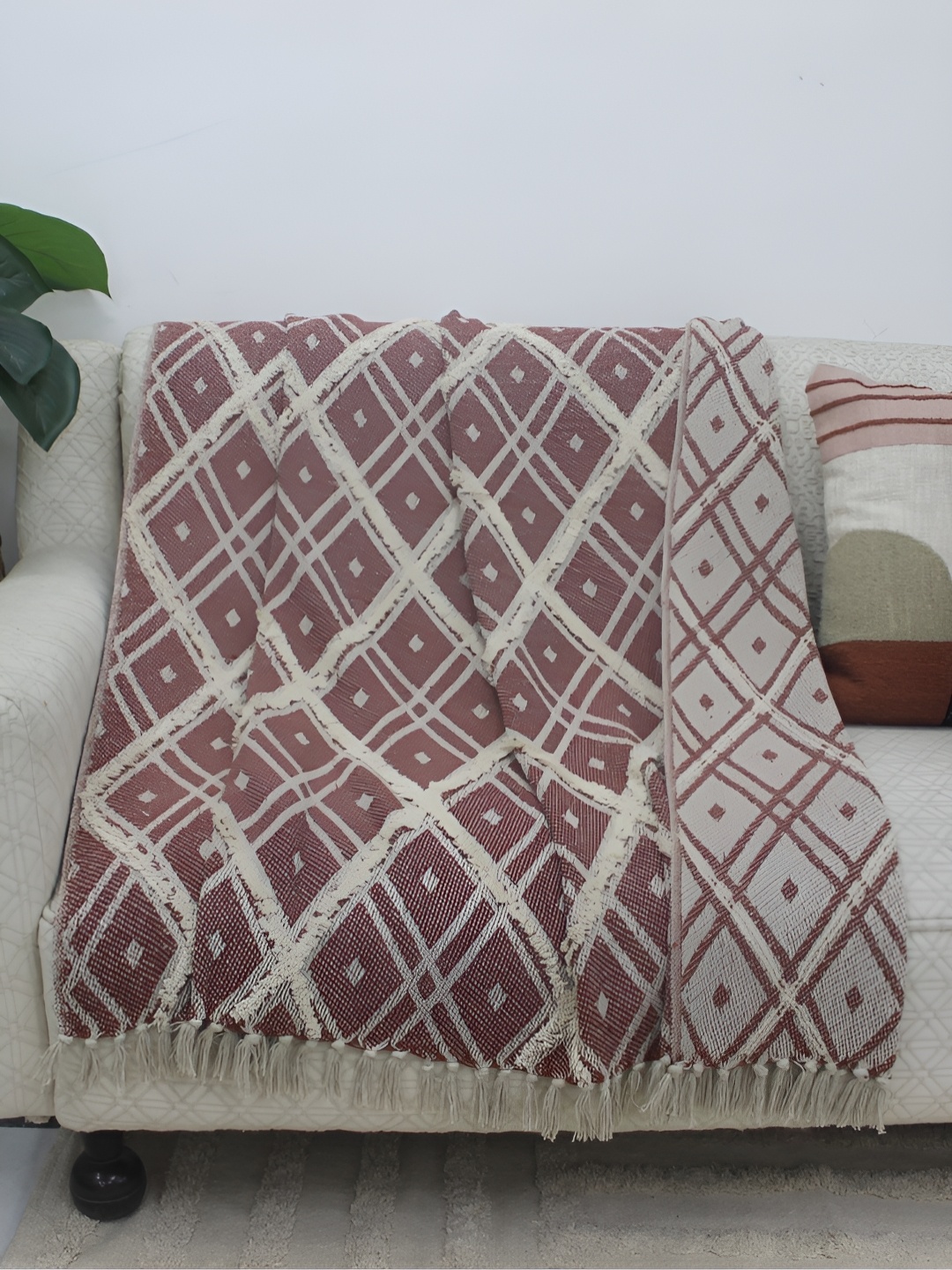

Lyve Brown & Grey Textured Cotton Tufted Throw