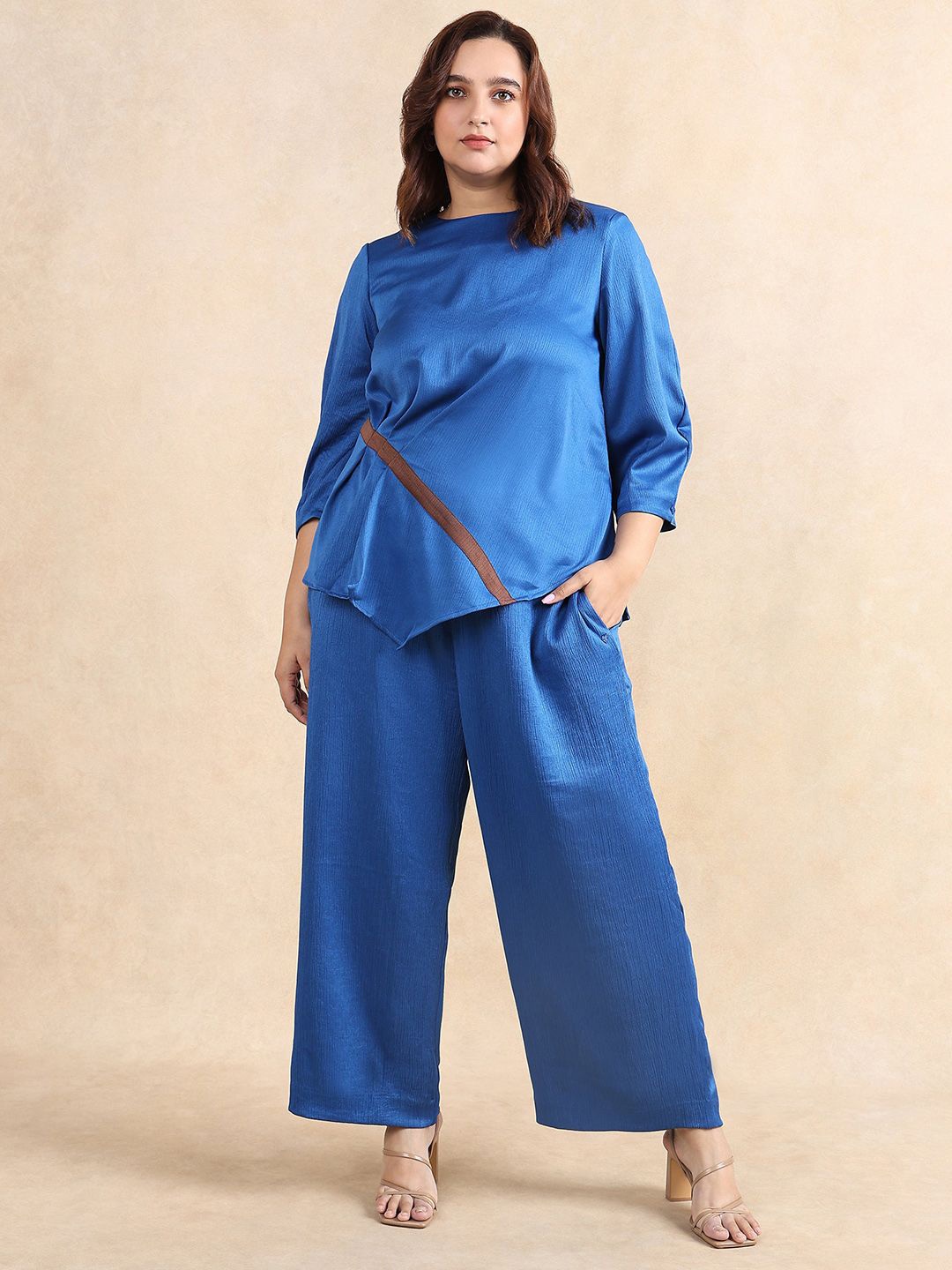 

RAREISM Women Tailored Loose Fit High-Rise Trouser, Blue