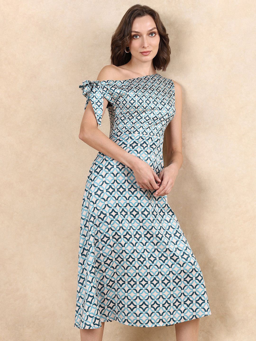 

RAREISM Women Printed One Shoulder A-Line Midi Dress, Multi