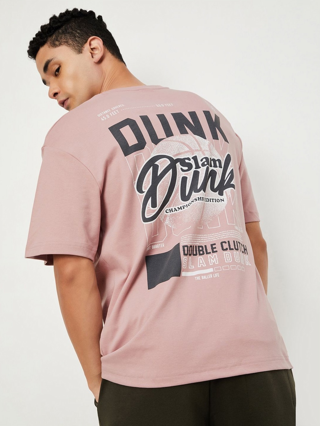 

max Men Typography Printed Round Neck Cotton T-shirt, Pink