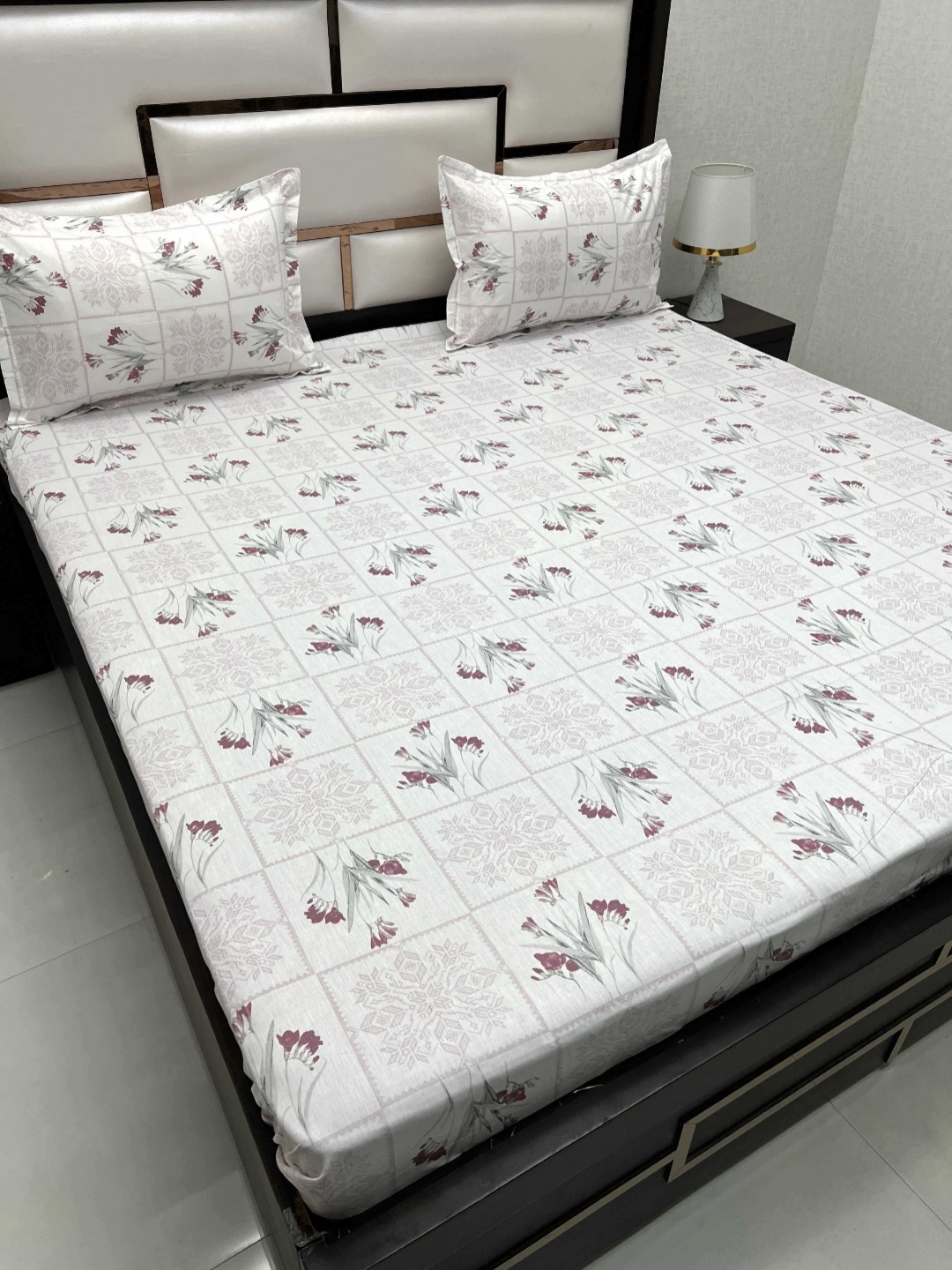 

Pure Decor Cotton King Size Double Bed Bedsheet With 2 Pillow Covers 108 in X 108 in, White