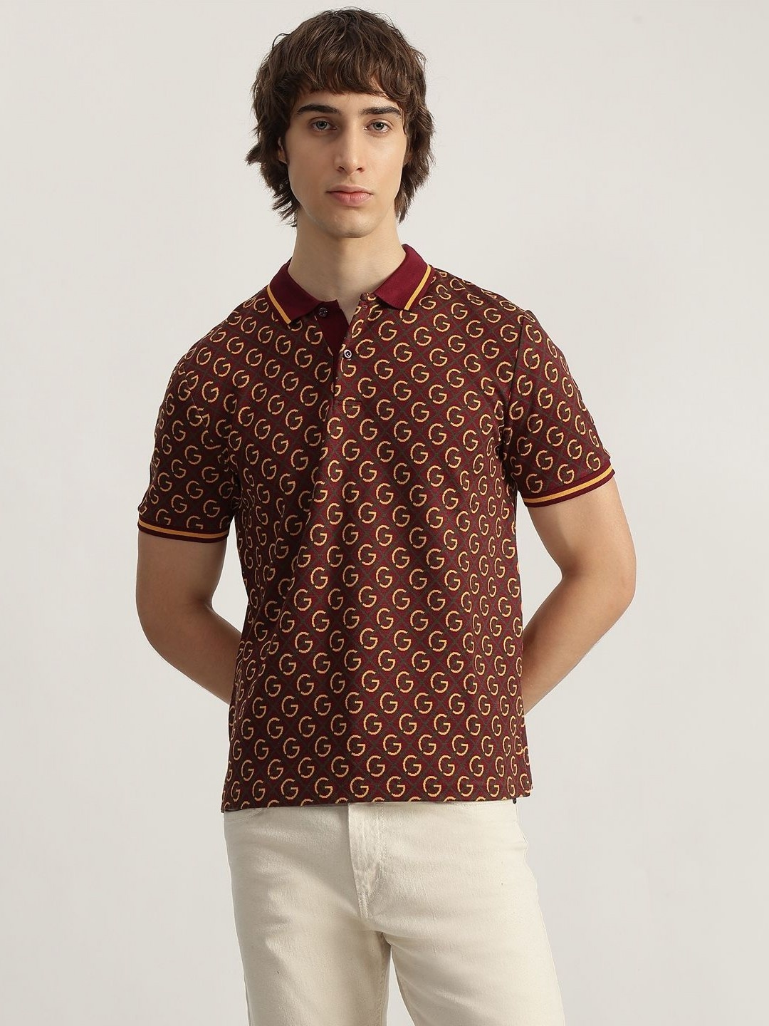 

GANT Men Printed Polo Collar T-shirt, Red
