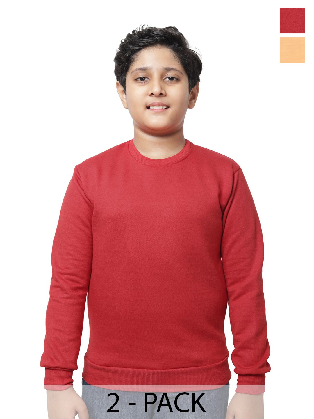 

BAESD Boys Pack of 2 Solid Sweatshirt, Red