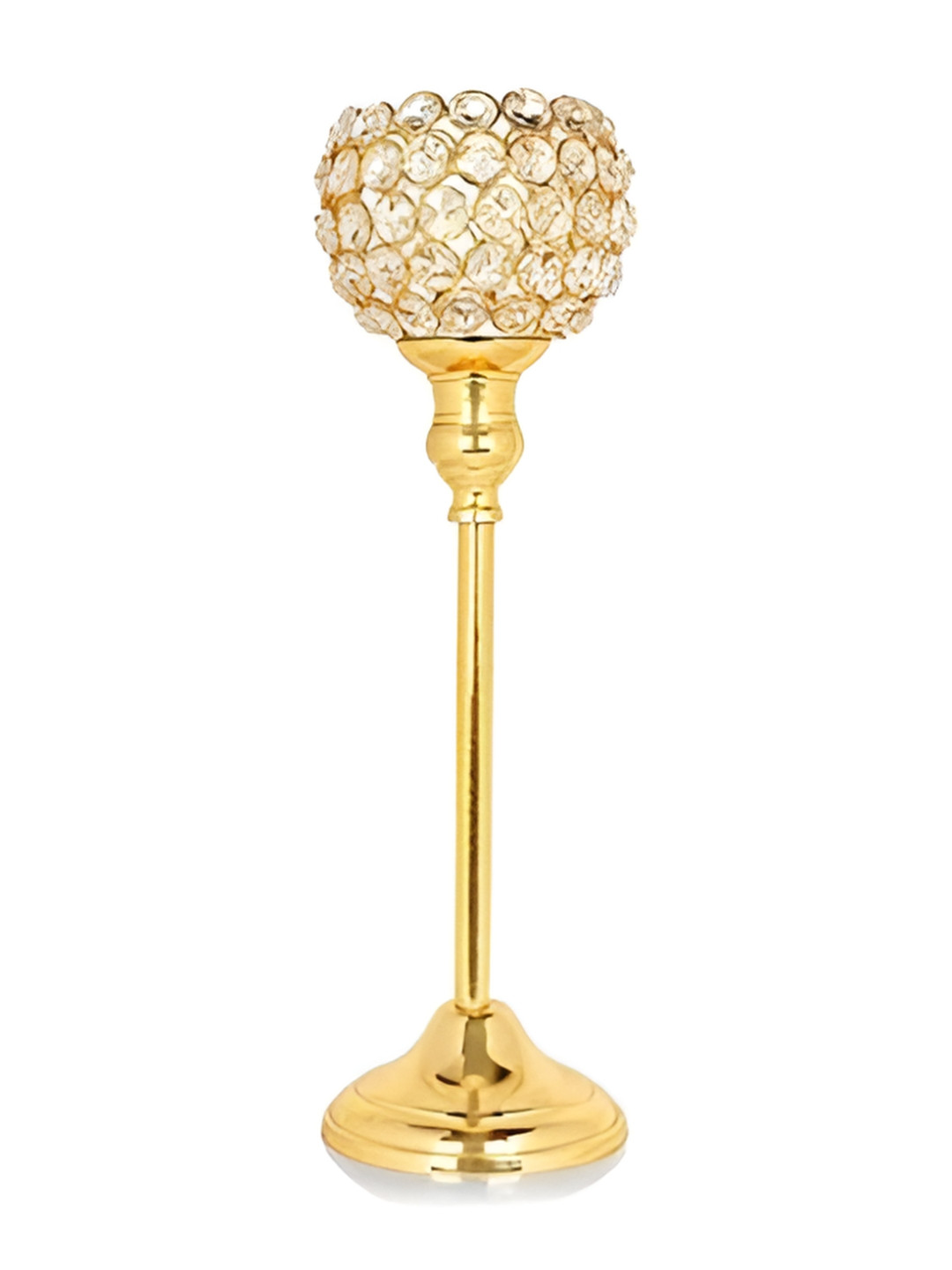 

Extreme Karigari Gold-Toned & White Metal Candle Holder