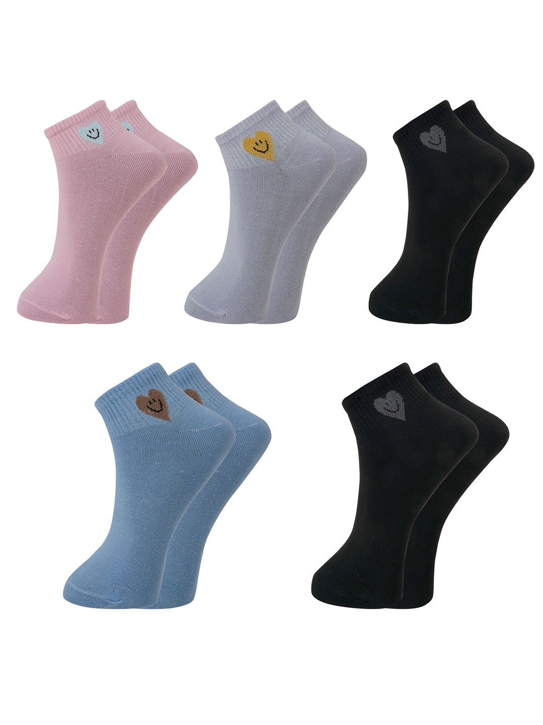 

BAESD Women Pack Of 5 Patterned Cotton Ankle-Length Socks, Assorted