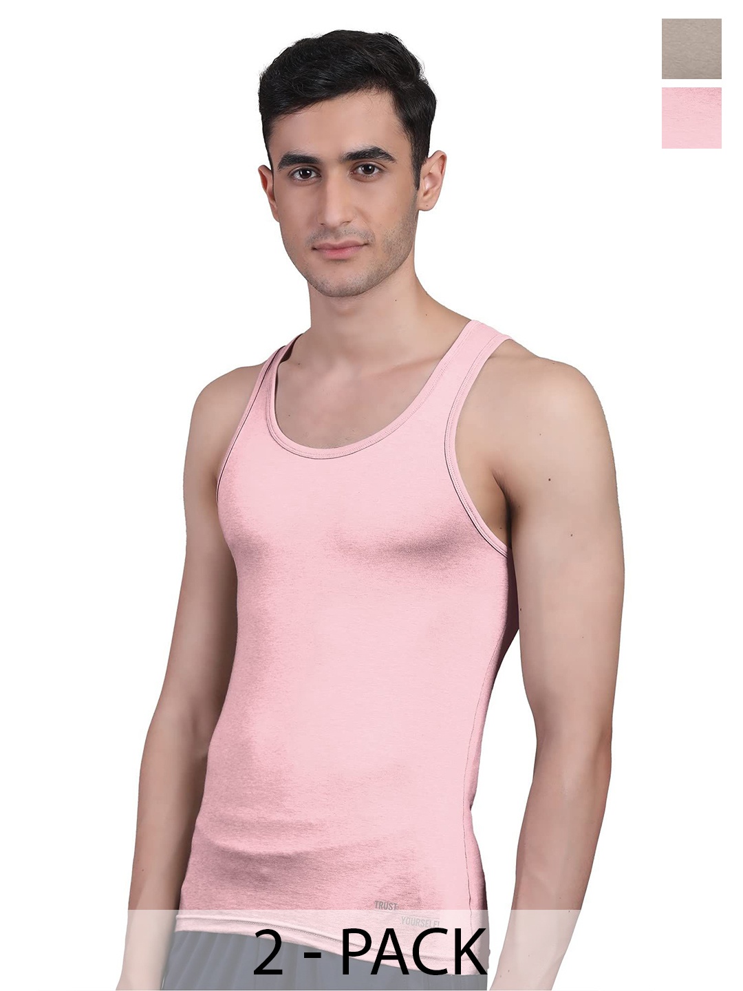 

FREECULTR Men Pack Of 2 Anti Microbial, Anti Odor, Breath tech Innerwear Vests, Pink