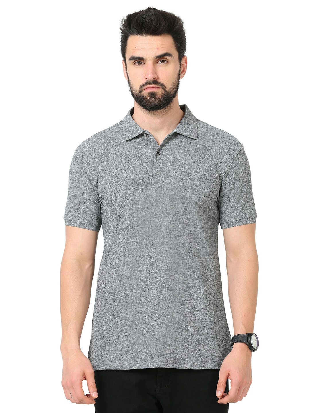 

ECOLINE Clothing Men Antimicrobial Solid Polo Collar T-shirt, Grey