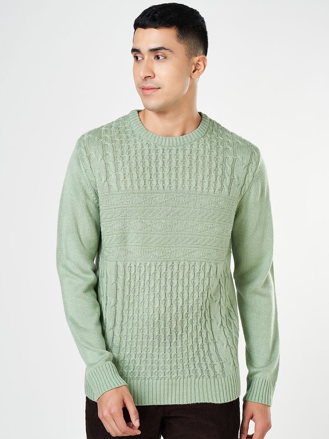 

BYFORD by Pantaloons Men Cable Knit Pullover, Green