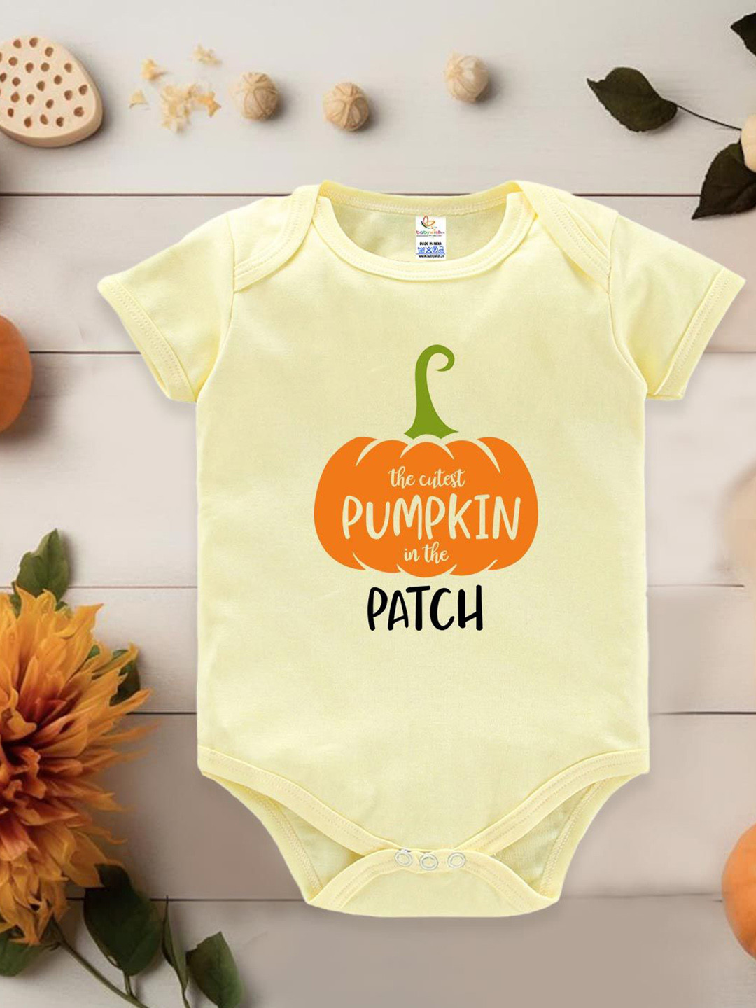 

Babywish Infant Kids Printed Cotton Bodysuit, Yellow
