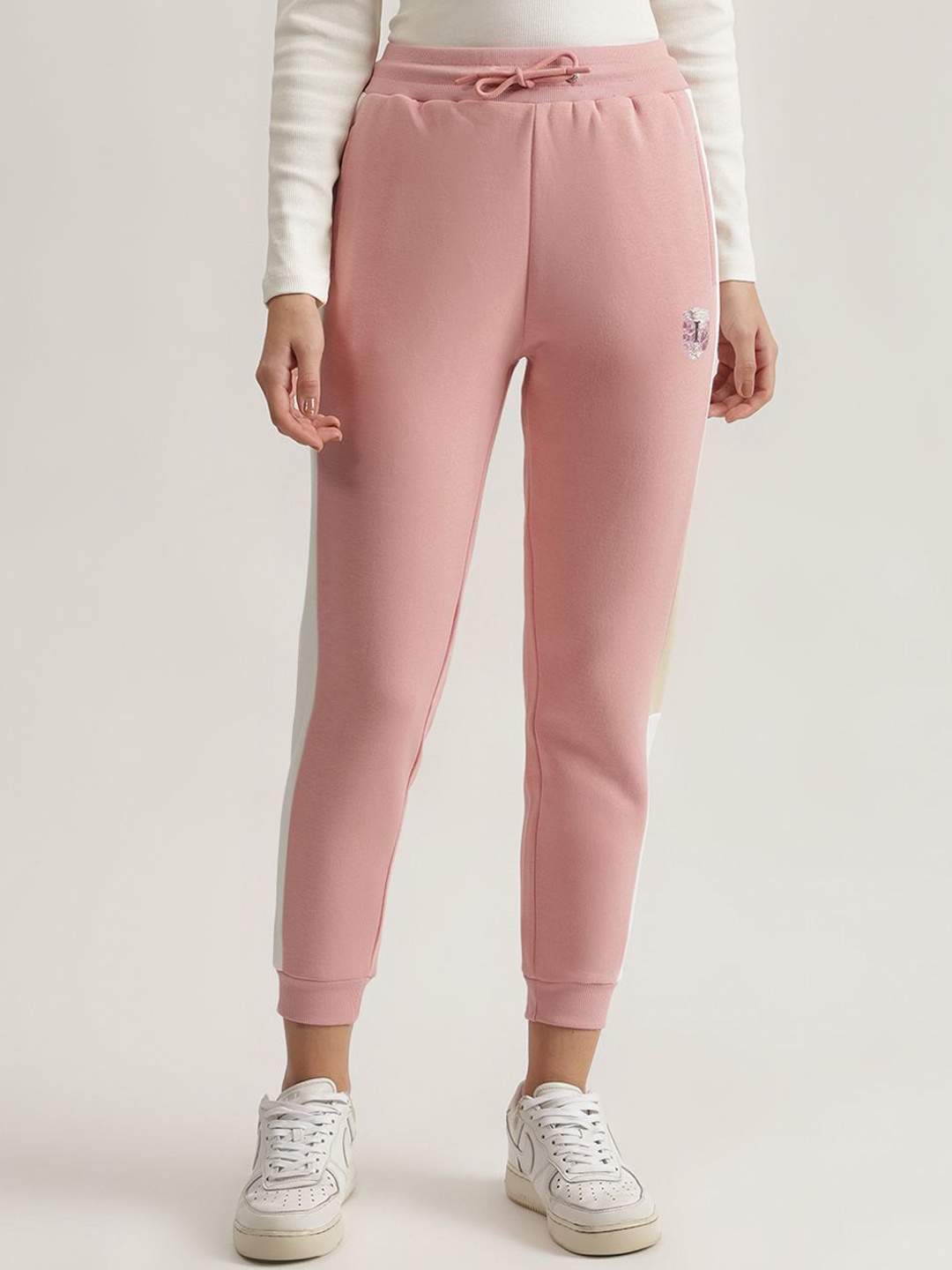 

Iconic Women Solid Pure Cotton Straight Joggers Sweatpant, Pink