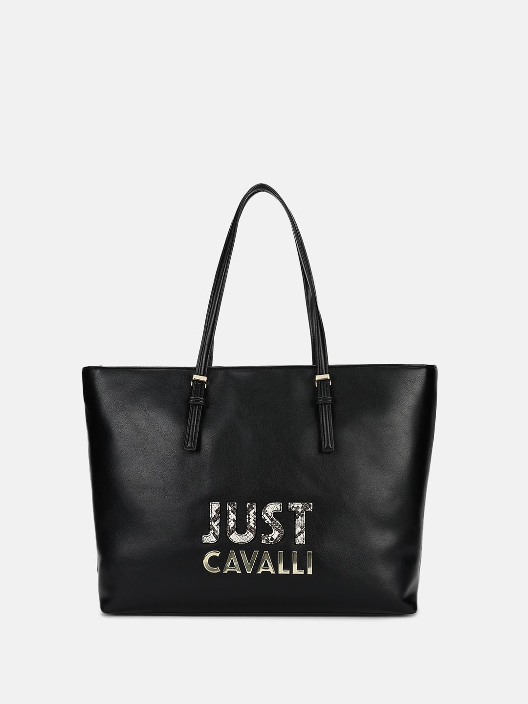

Just Cavalli Women Typography Printed Shopper Shoulder Bag, Black