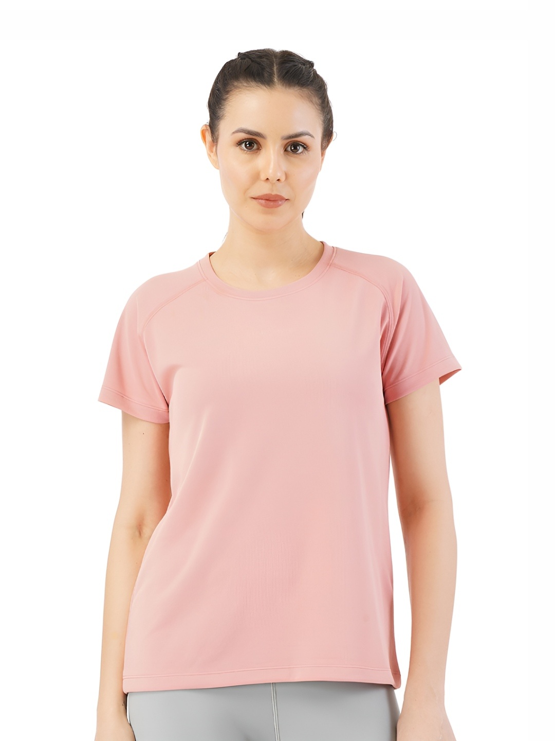 

PUMP'D Women Solid Round Neck Relaxed Fit T-shirt, Pink