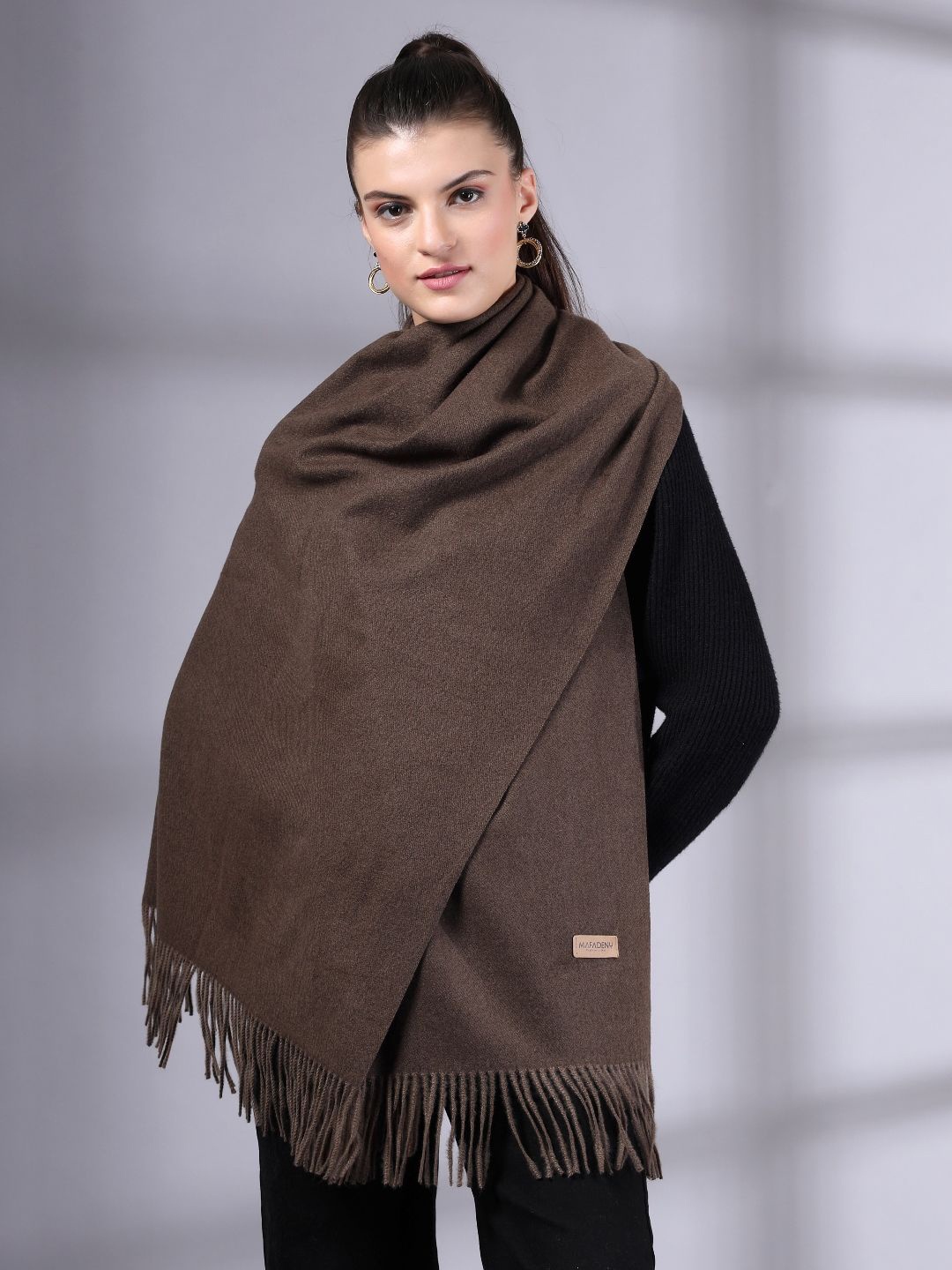 

Mafadeny Women Solid Winter Stole, Brown