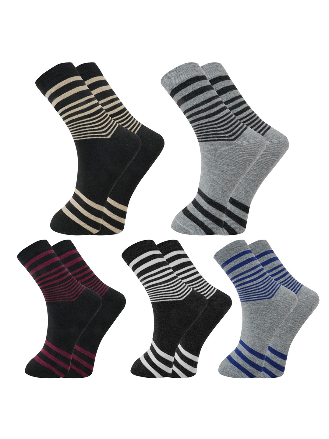 

BAESD Women Pack Of 5 Striped Above Ankle-Length Socks, Black