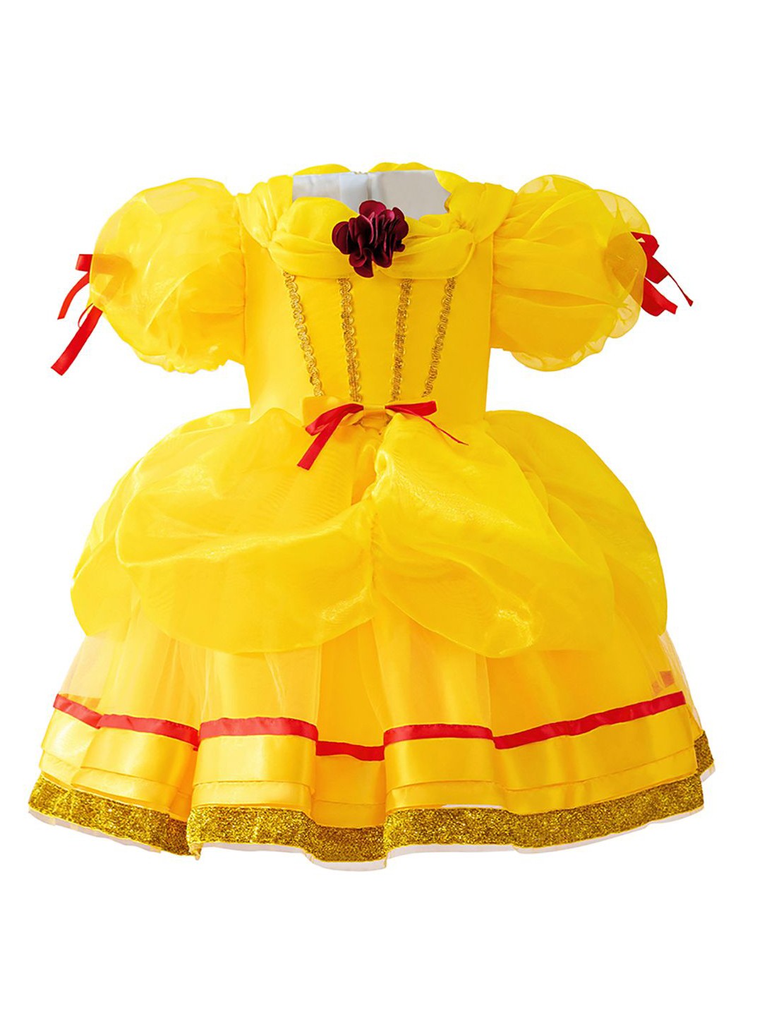 

StyleCast x Revolte kids girls Puff Sleeve Applique Balloon Dress, Yellow