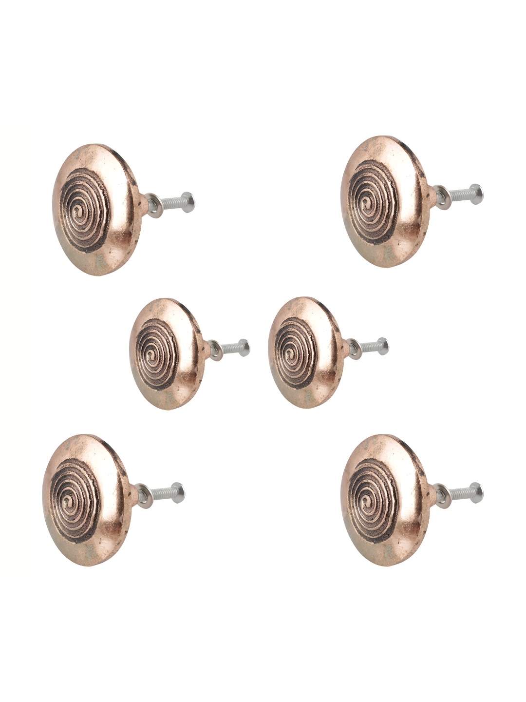 

Indianshelf 6- Pcs Brown Aluminium Textured Beautiful Knobs, Copper