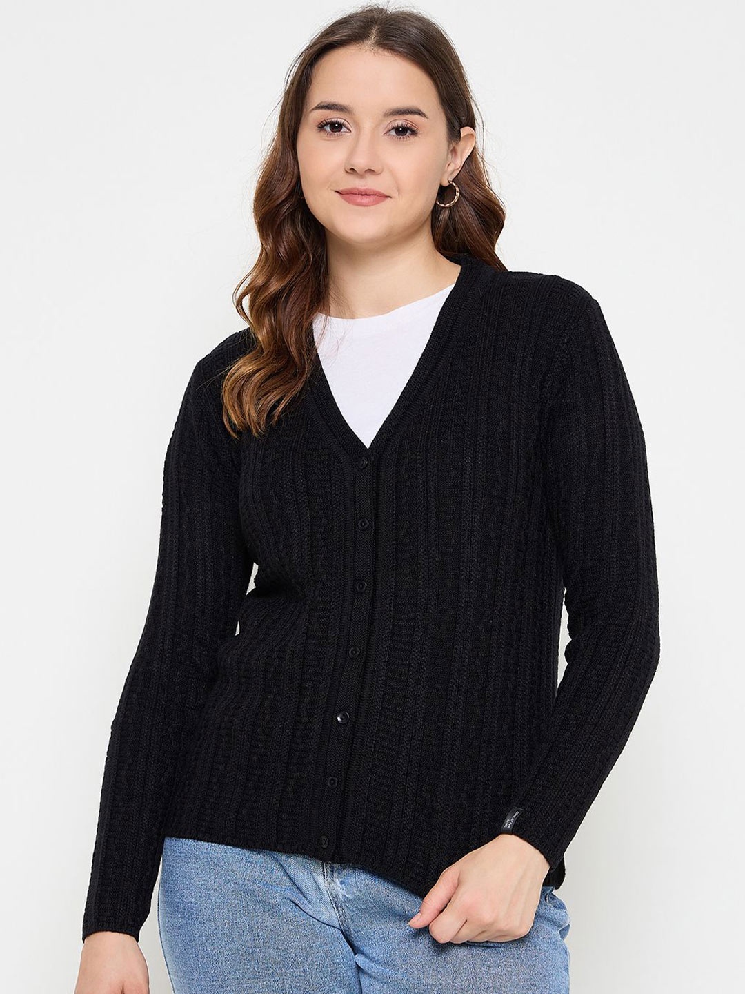 

CREATIVE LINE Women Woollen Cardigan, Black