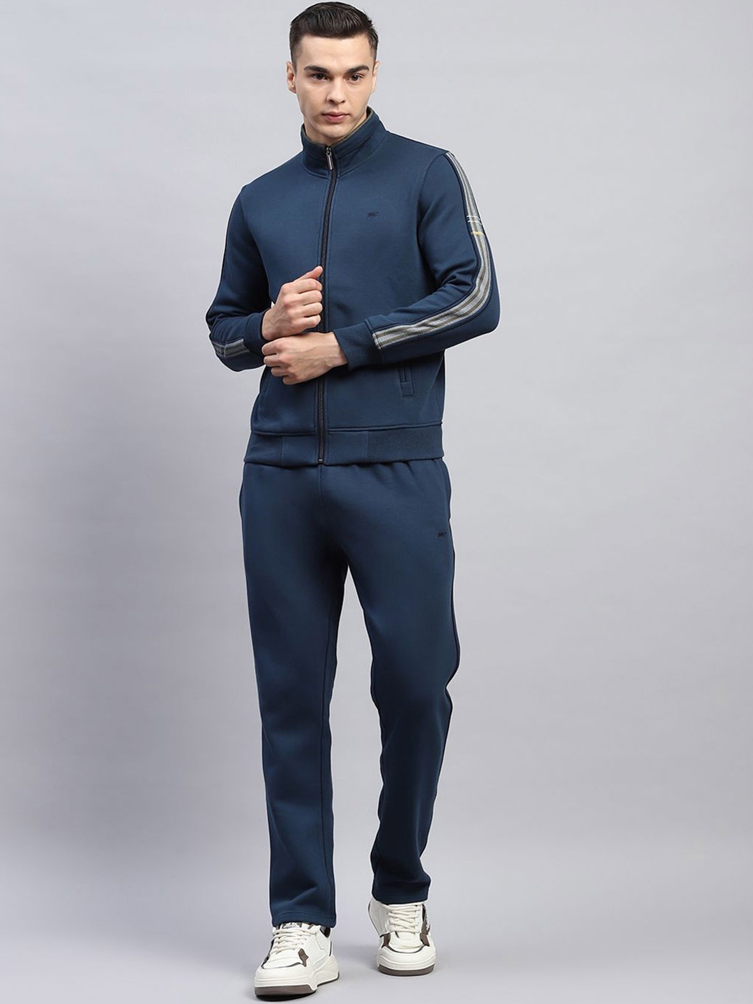 

Monte Carlo Men Mock Collar Neck Mid Rise Tracksuits, Navy blue