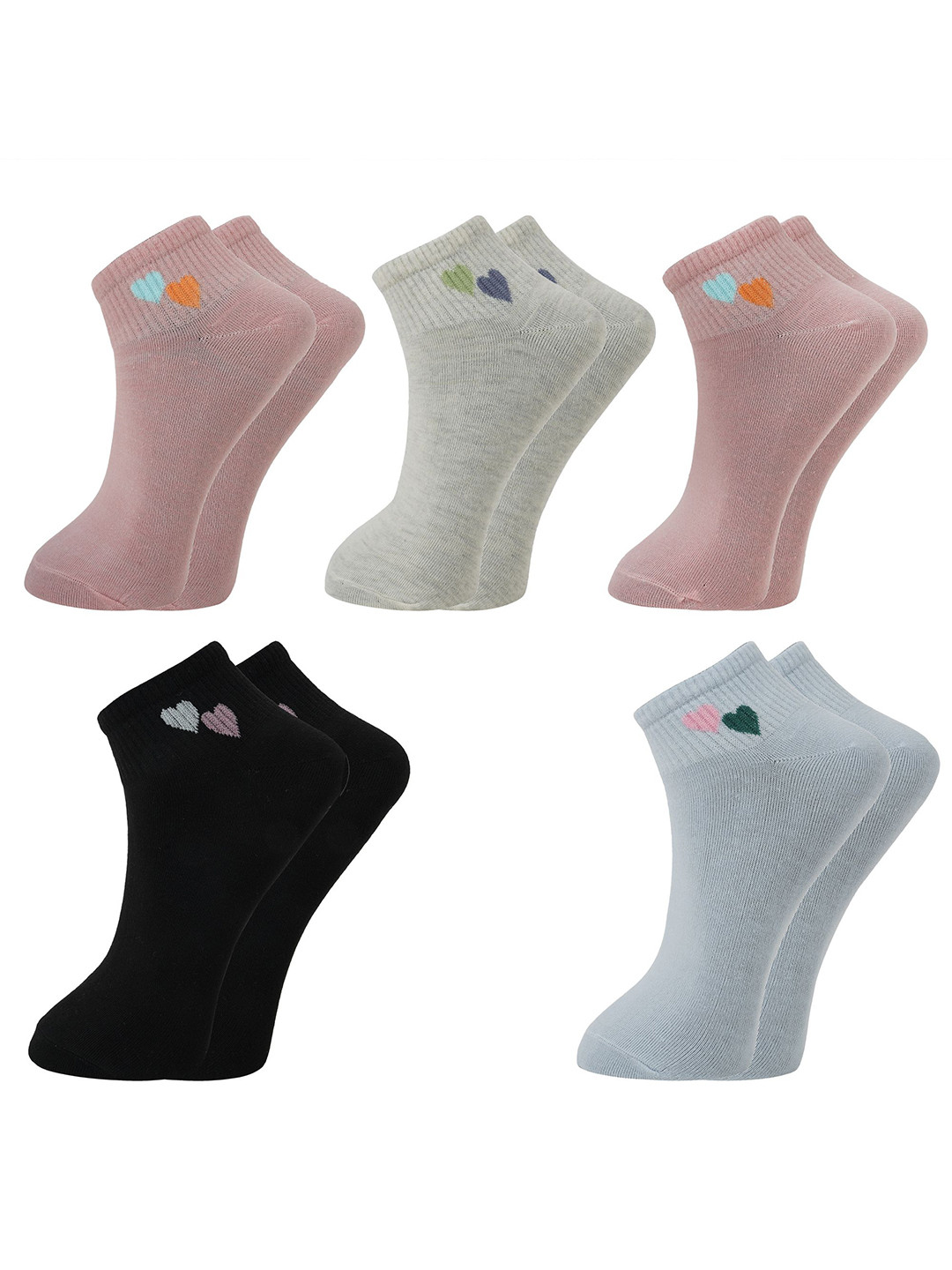 

BAESD Women Pack Of 5 Pure Cotton Ankle-Length Socks, Black