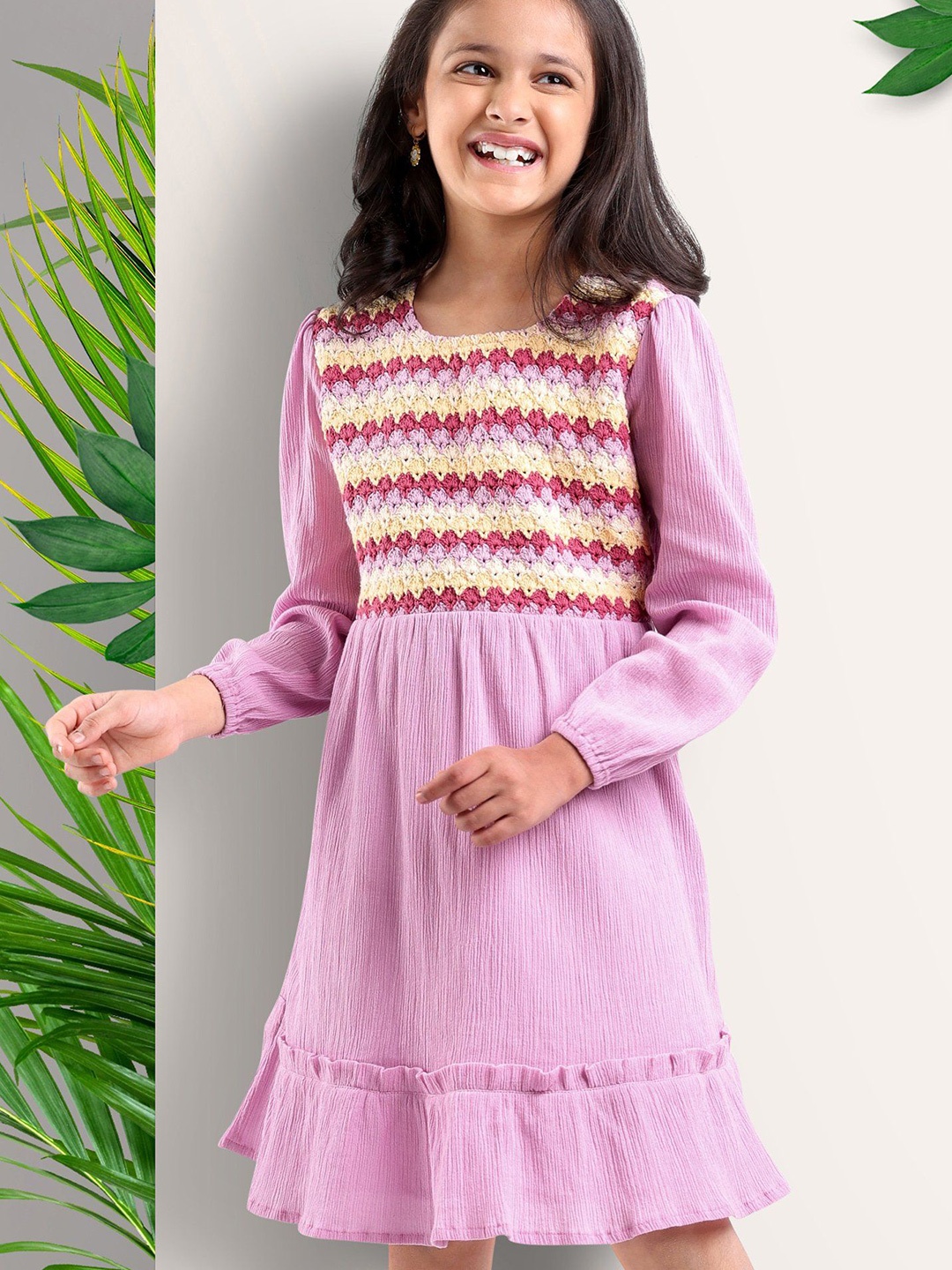 

ARIAS By LARA DUTTA Girls Cotton Fit & Flare Dress, Pink
