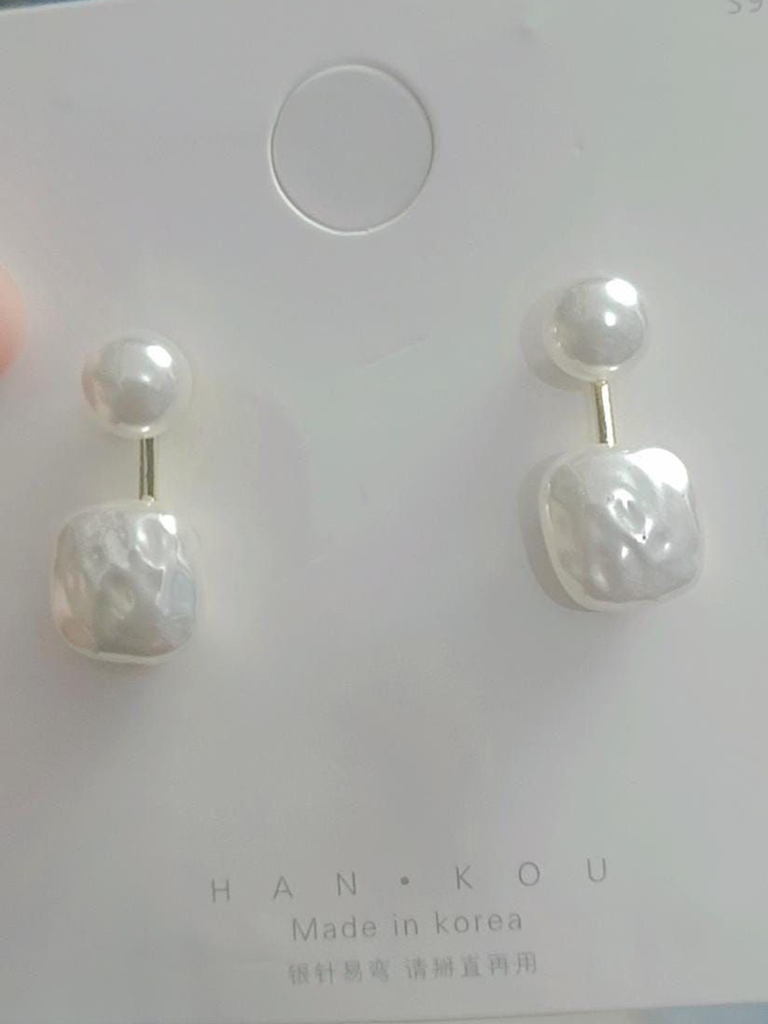 

YU FASHIONS Beaded Geometric Drop Earrings, White