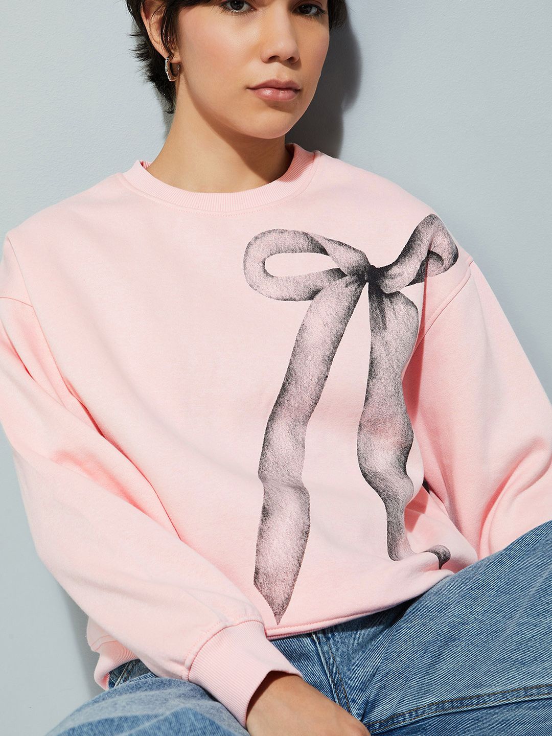 

Max URB_N Women Oversized Printed Sweatshirt, Pink