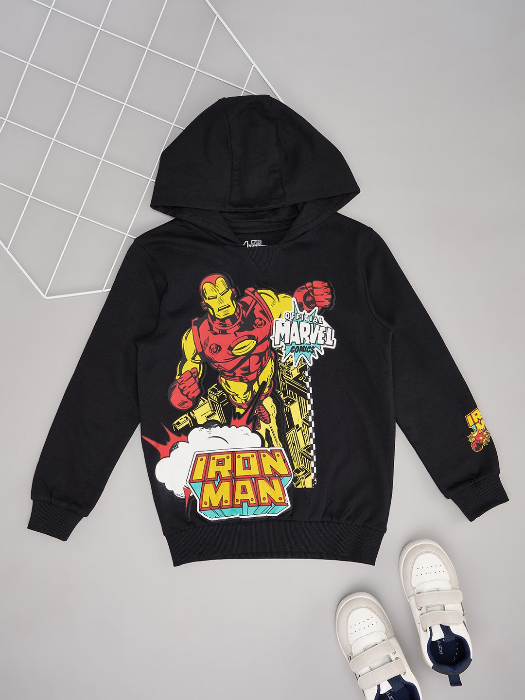 

Pantaloons Junior Boys Printed Hooded Sweatshirt, Black