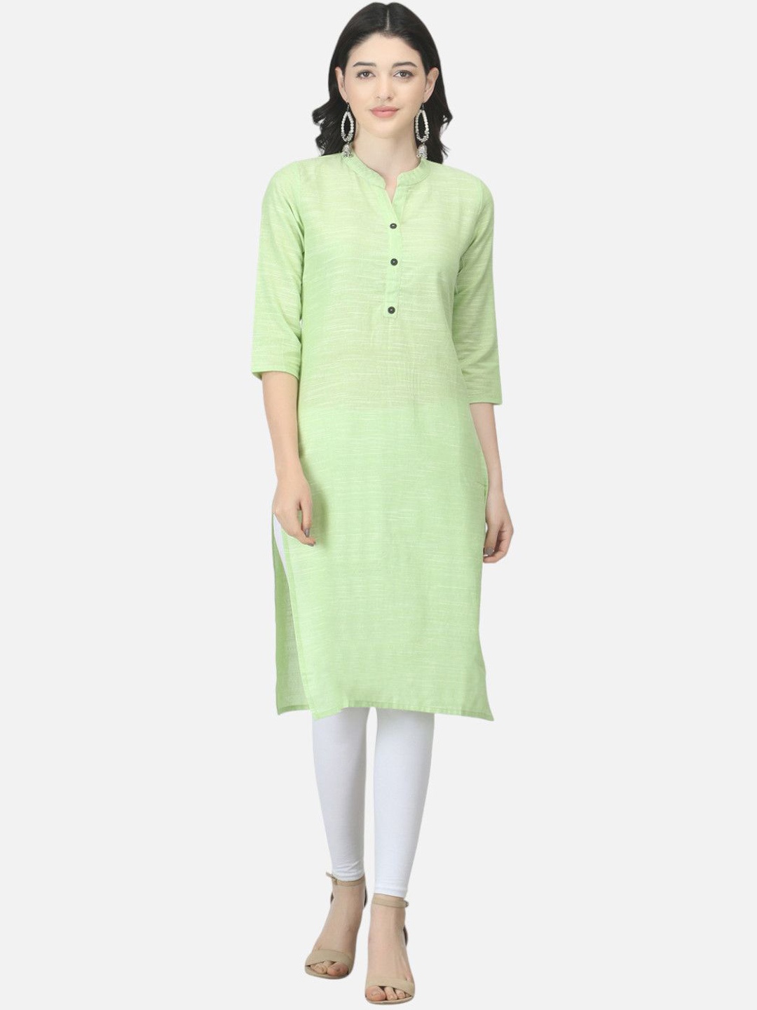 

Biyu Mandarin Collar Straight Kurta, Green